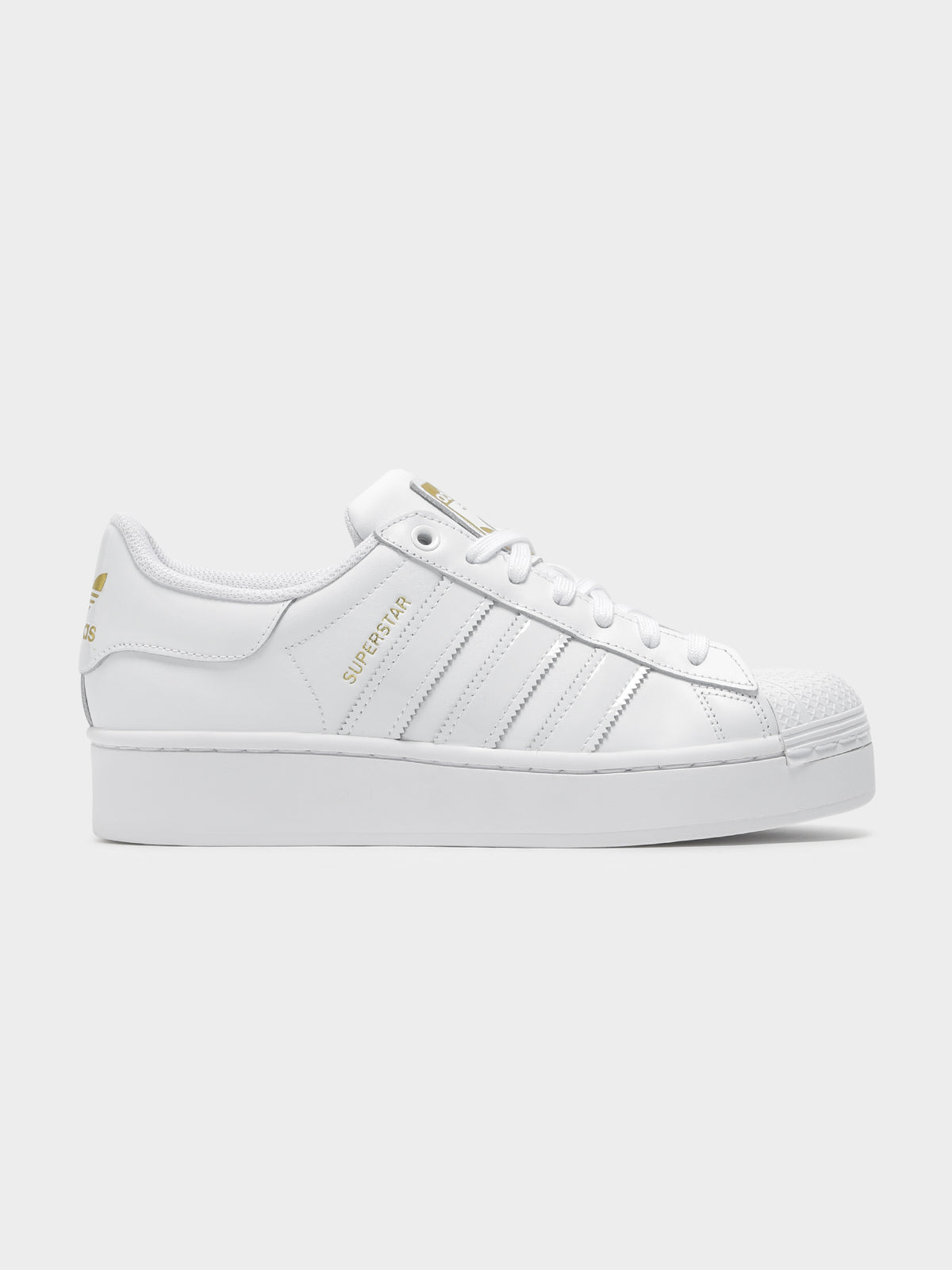 Womens Superstar Platform Sneakers in White &amp; Gold