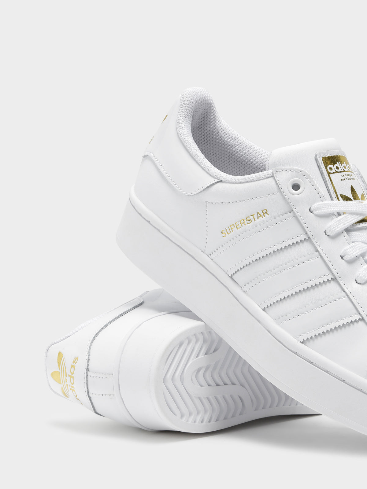 Womens Superstar Platform Sneakers in White &amp; Gold