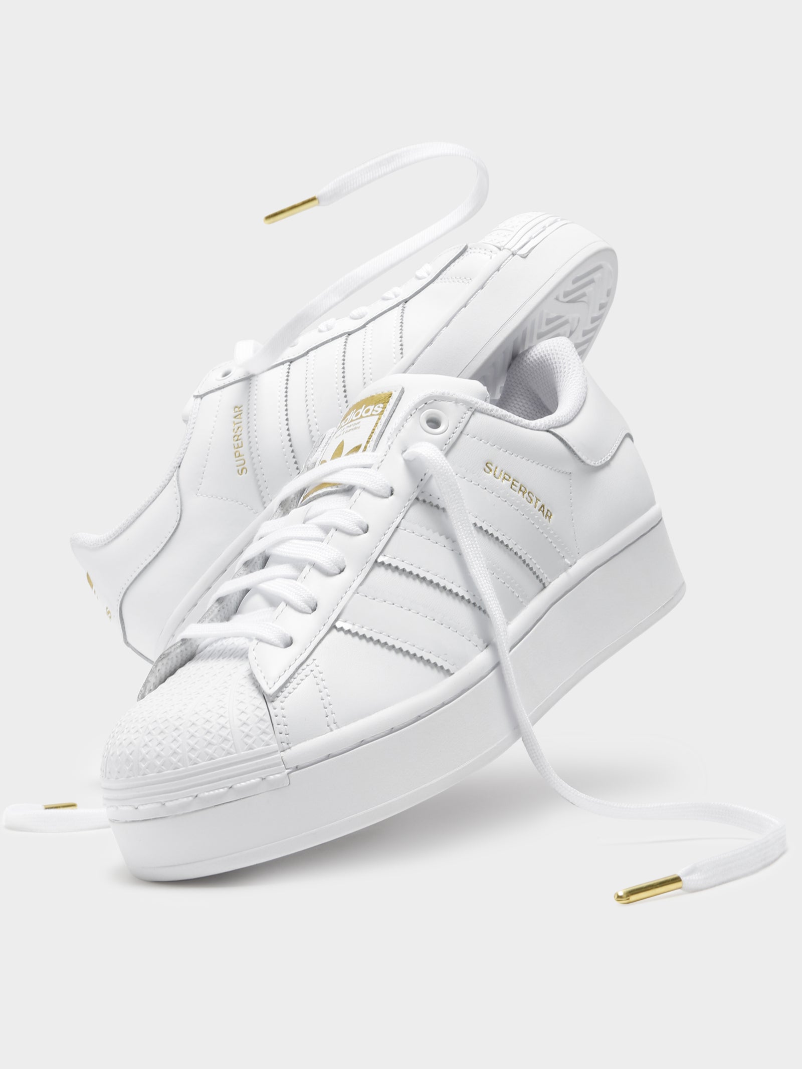 Adidas Womens Superstar Platform Sneakers White/Gold
