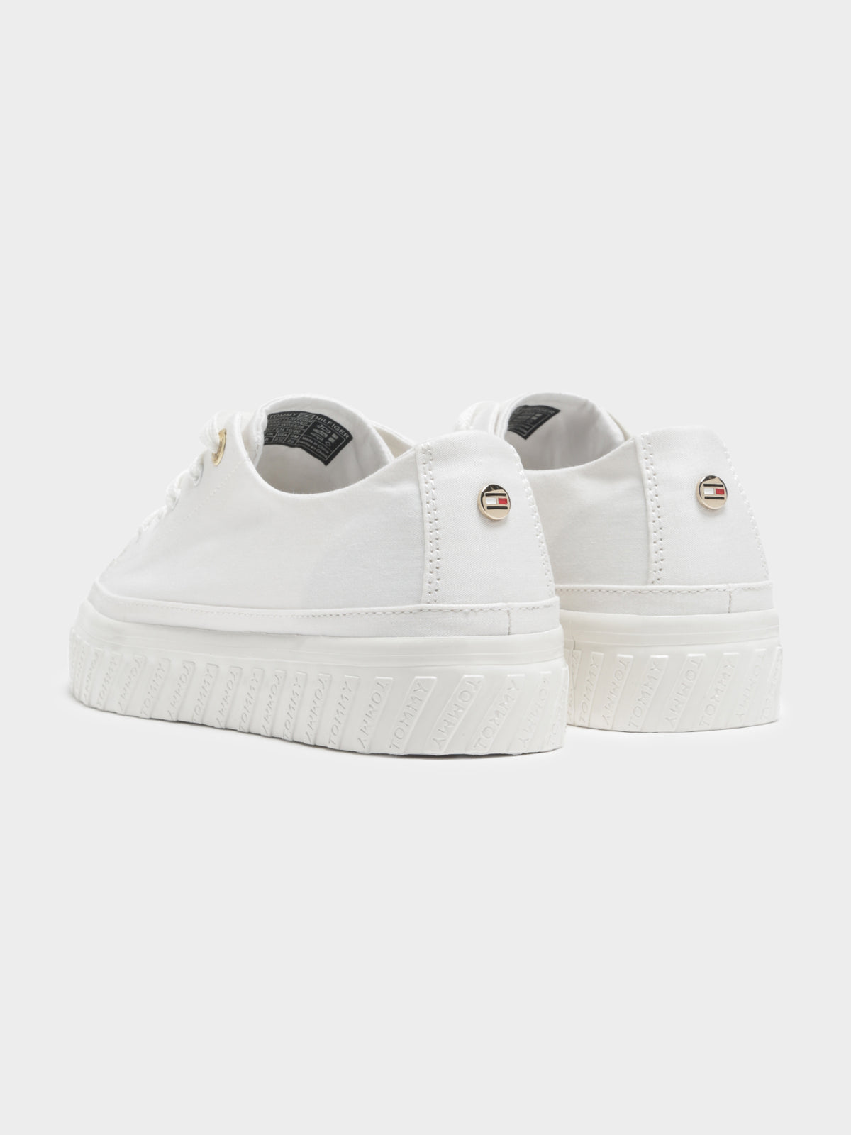 Womens Flatform Logo Sneakers in White &amp; Gold