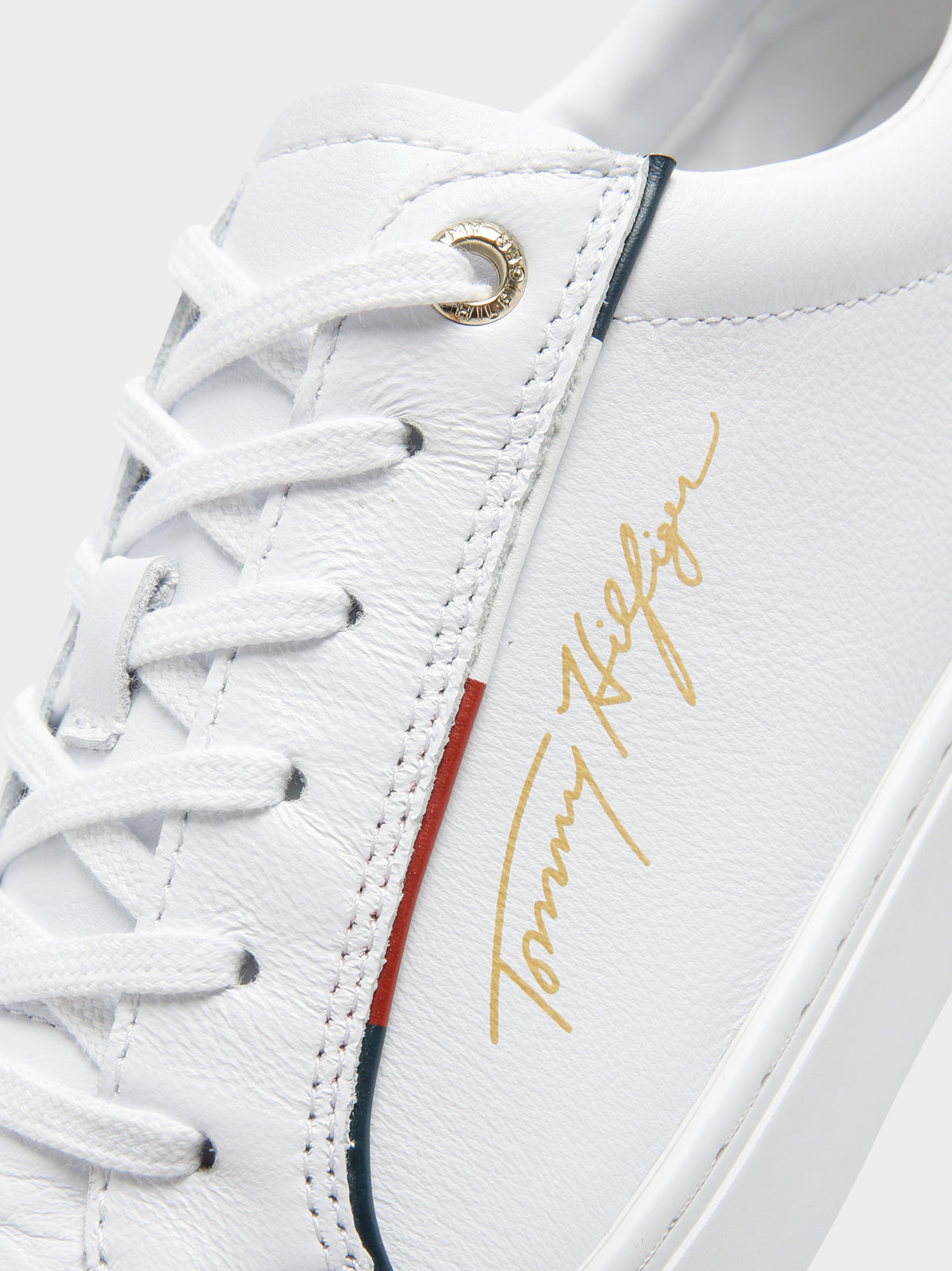 Womens Essential Signature Sneakers in White &amp; Gold