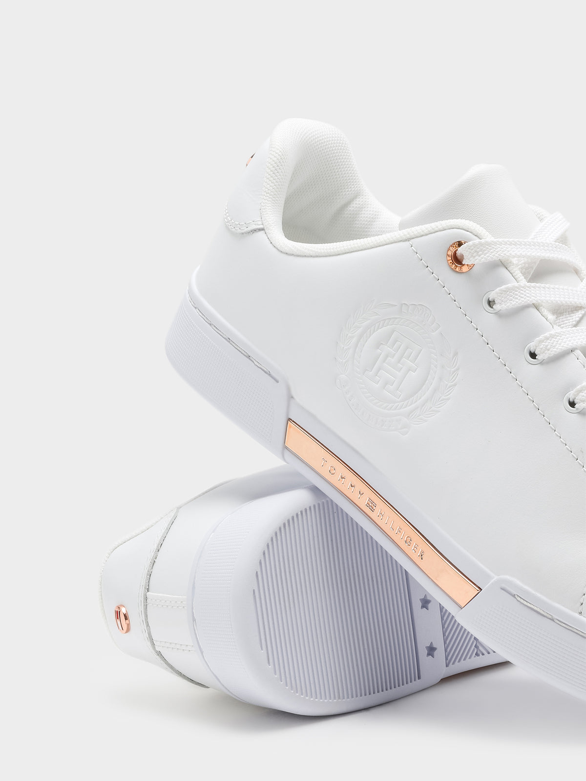 Womens Court Sneakers in White &amp; Rose