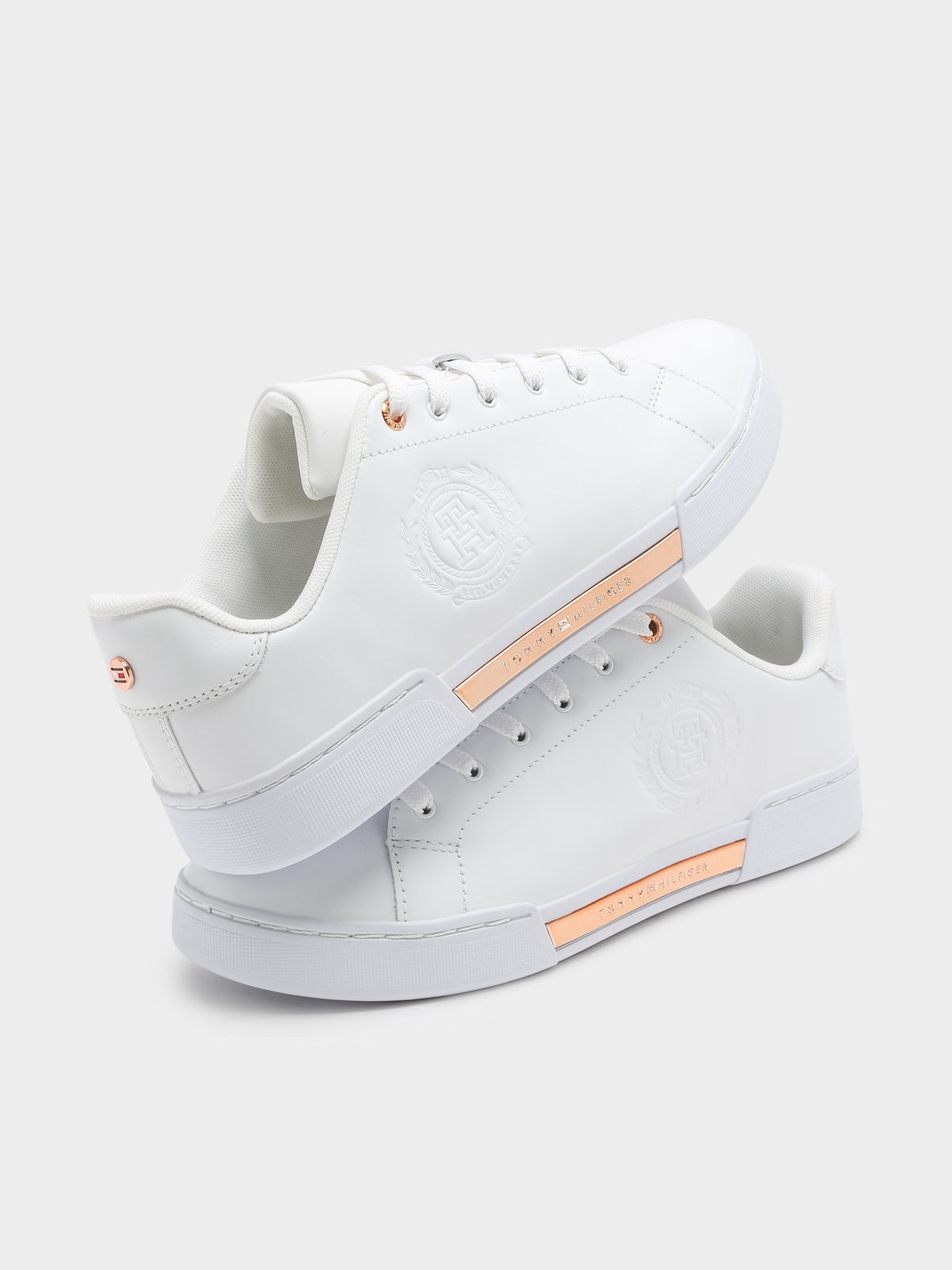 Womens Court Sneakers in White &amp; Rose