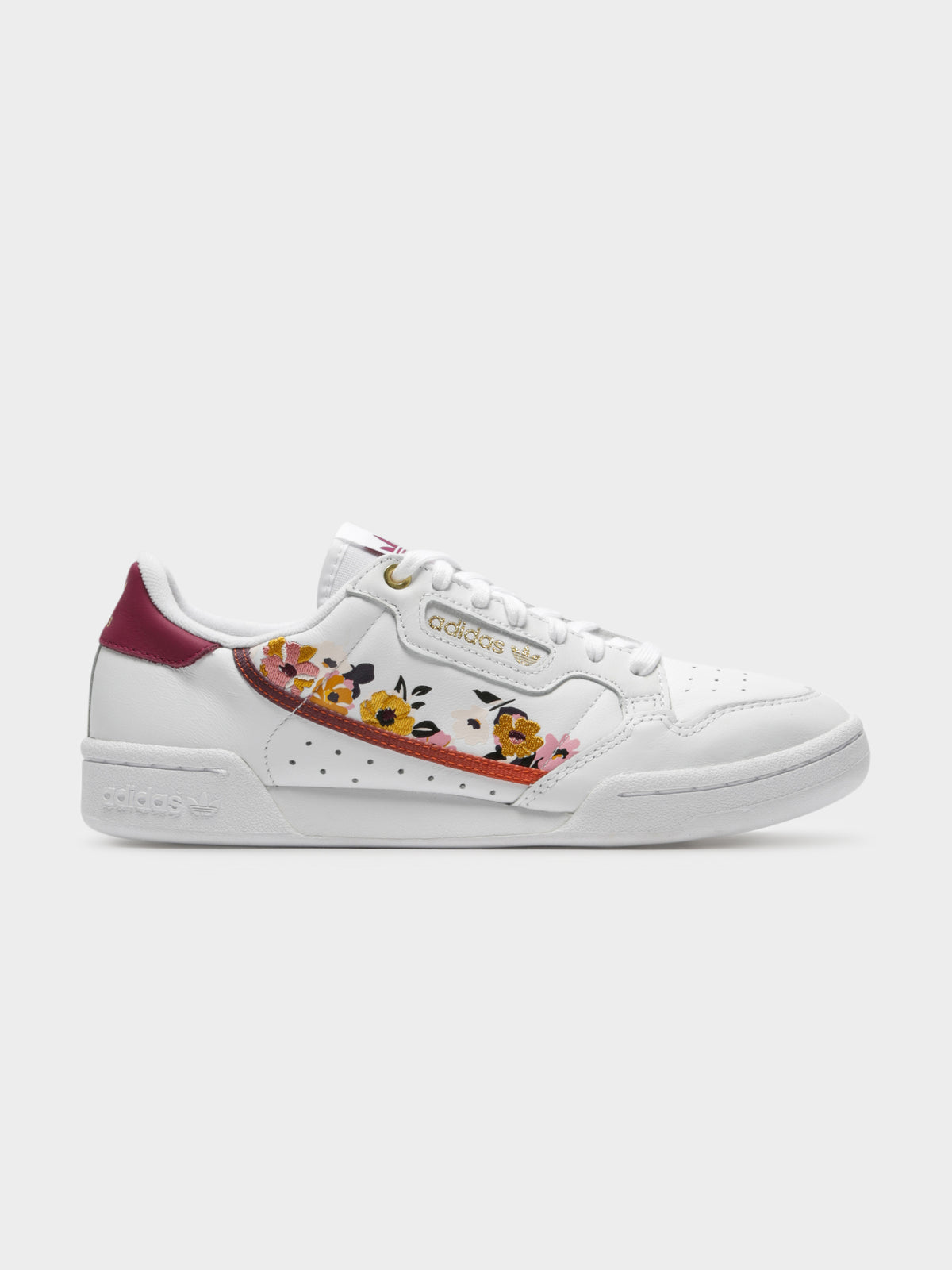 Womens Continental 80 Sneakers in Cloud White / Power Berry / Gold Metallic