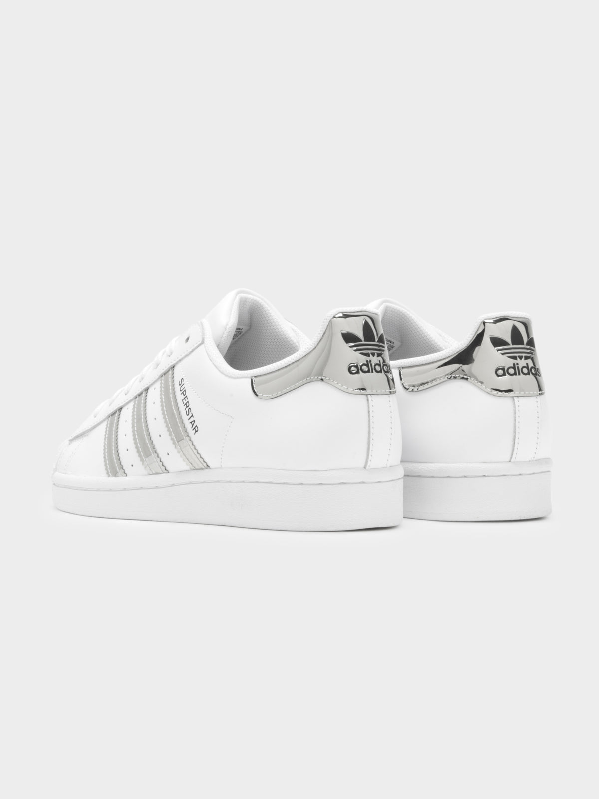 Womens Superstar Sneakers in White &amp; Silver