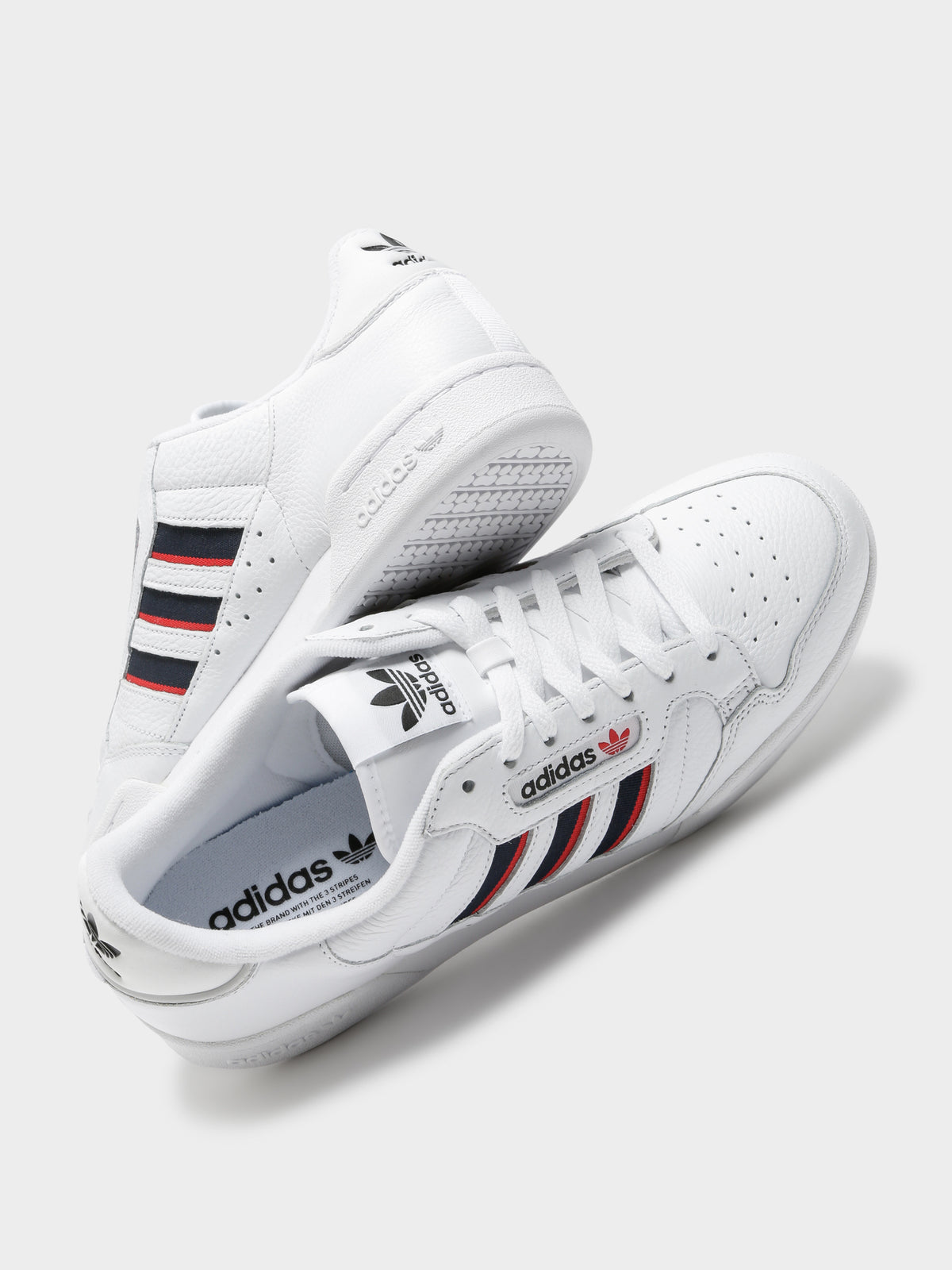 Mens Continental 80 Stripes Sneakers in Cloud White Collegiate Navy &amp; Vivid Red