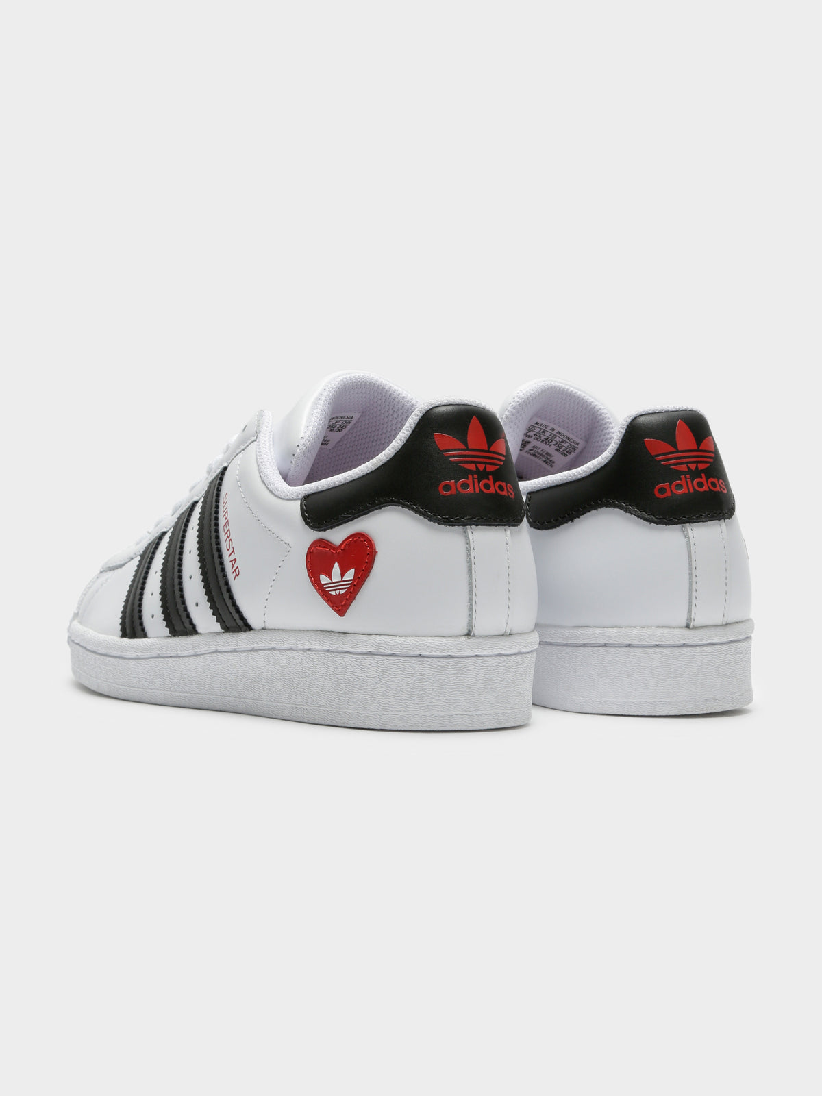 Unisex Superstar Heart Sneakers in White &amp; Scarlett