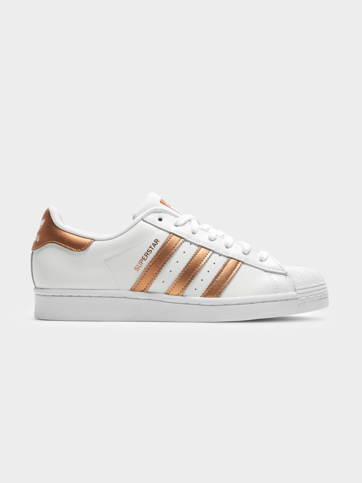 Womens Superstar Sneakers in White &amp; Rose Gold