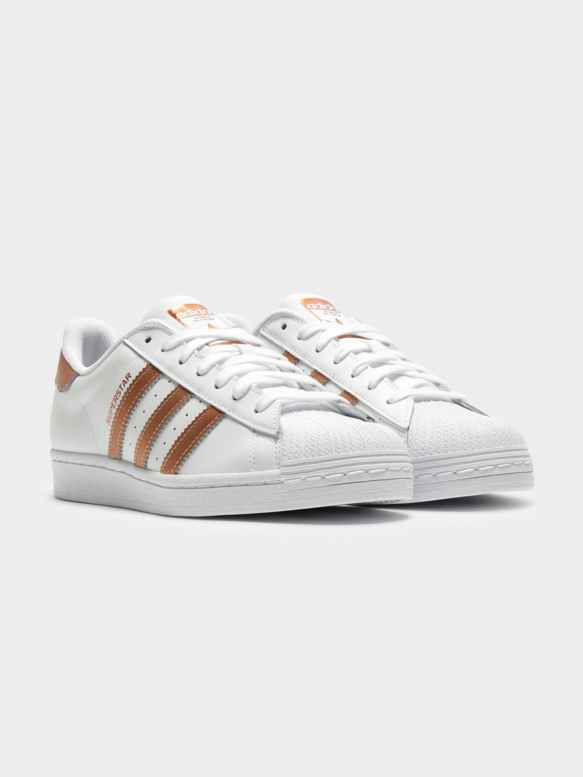 Womens Superstar Sneakers in White &amp; Rose Gold