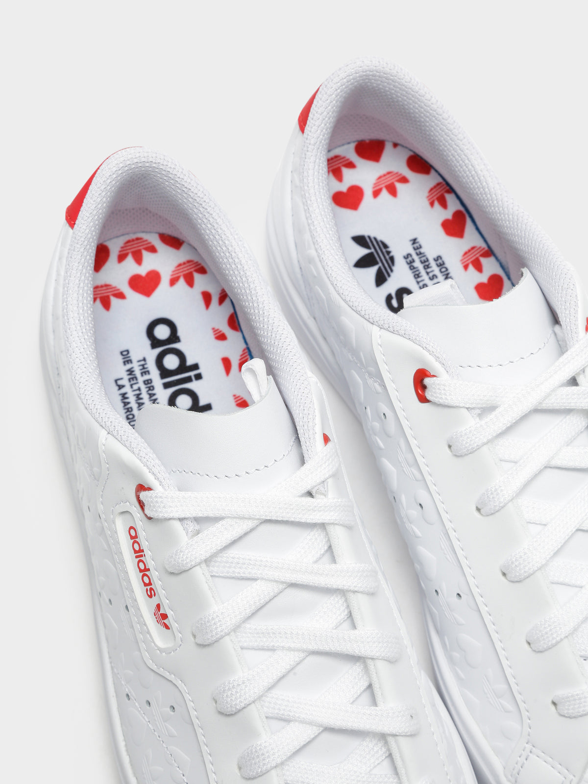 Womens Sleek Heart Sneakers in White &amp; Scarlet
