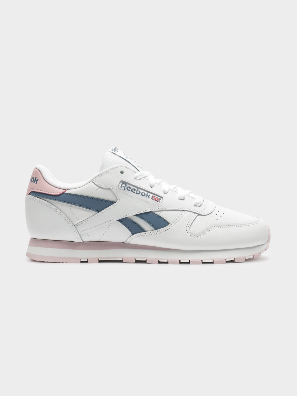 Womens Classic Leather Sneakers in White &amp; Pink