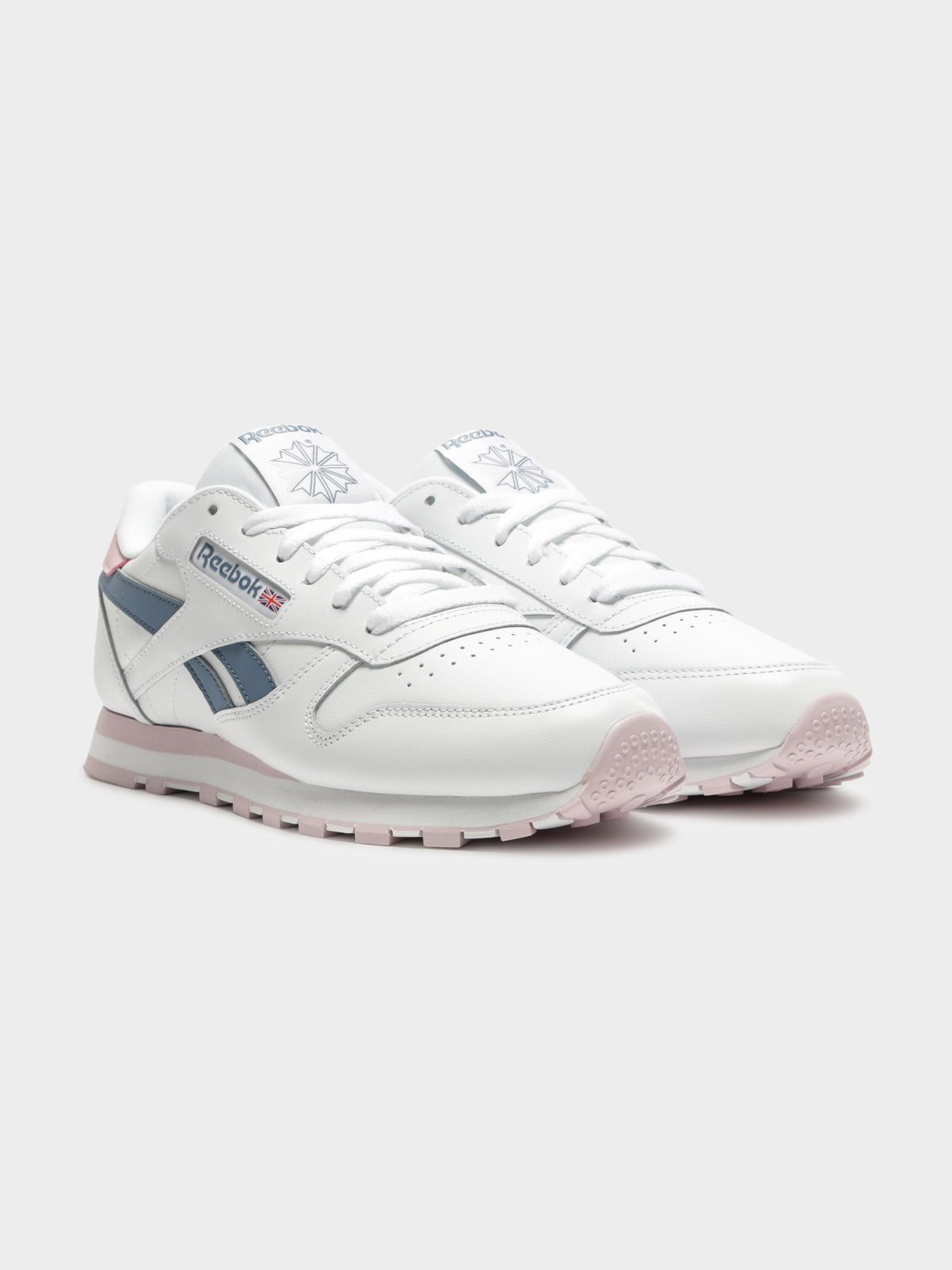 Womens Classic Leather Sneakers in White &amp; Pink