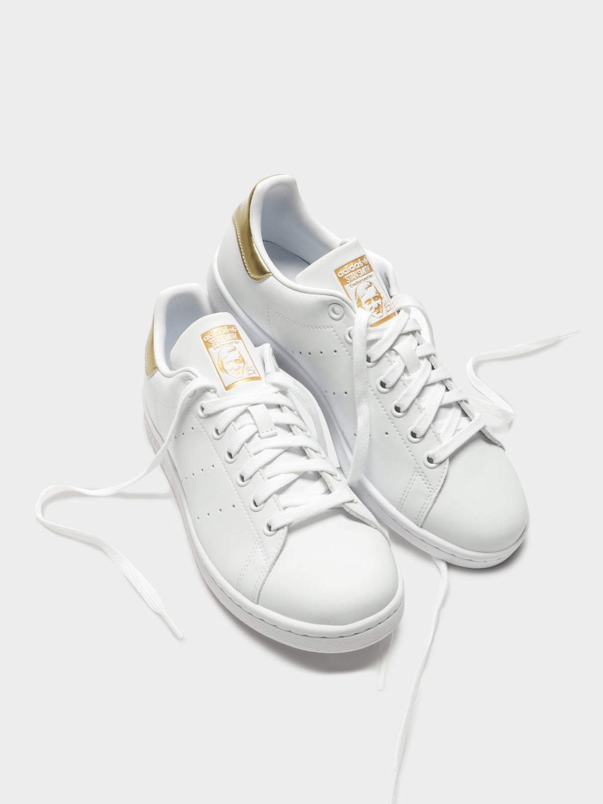 Womens Stan Smith Sneakers in White &amp; Gold