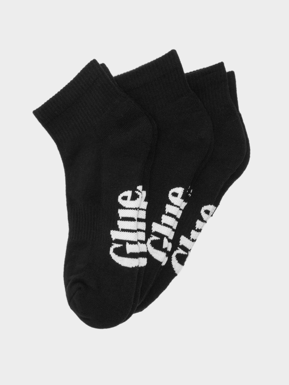 3 Pairs of Ankle Socks in Black
