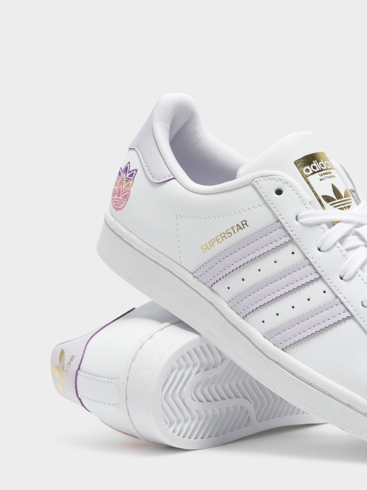 Womens Superstar Sneakers in White &amp; Purple Tint