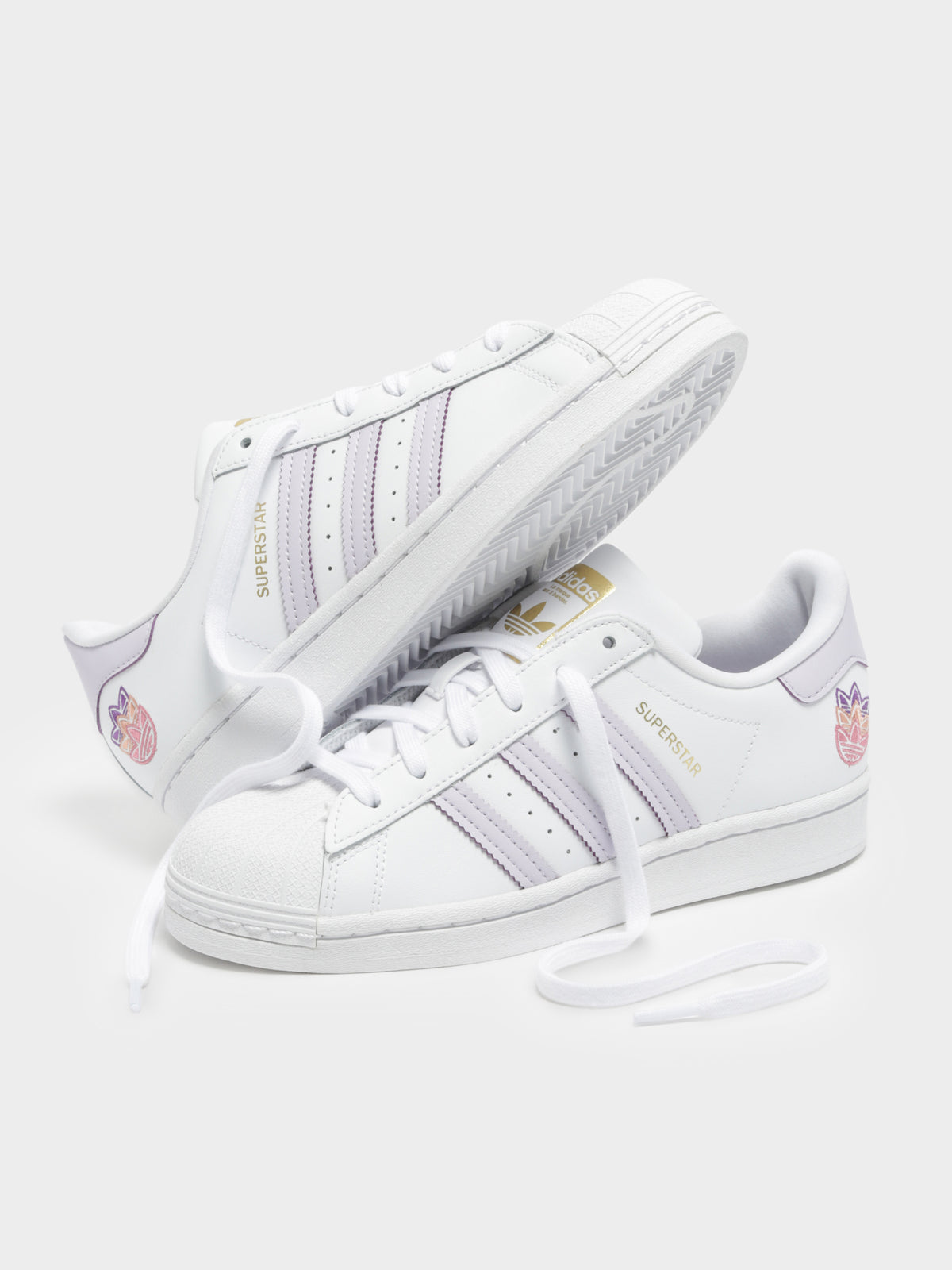 Adidas Womens Superstar Sneakers | White/Purple