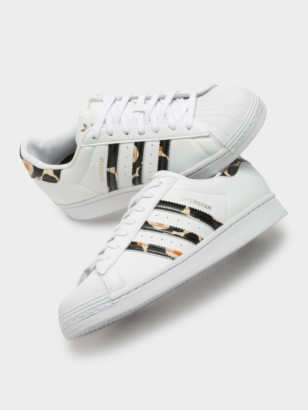 Womens Marimekko x Superstar Sneakers in White, Black &amp; Gold