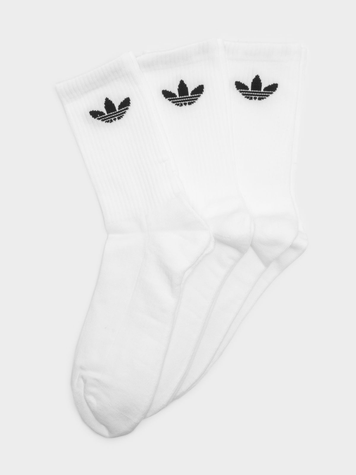 3 Pairs of Cushioned Crew Socks in White &amp; Black