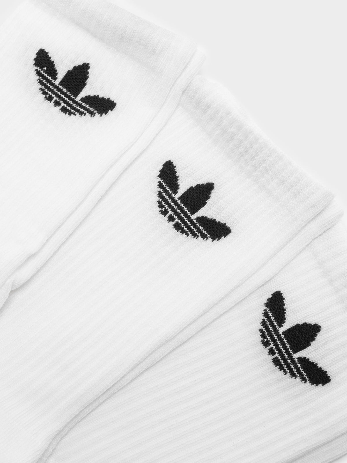 3 Pairs of Cushioned Crew Socks in White &amp; Black