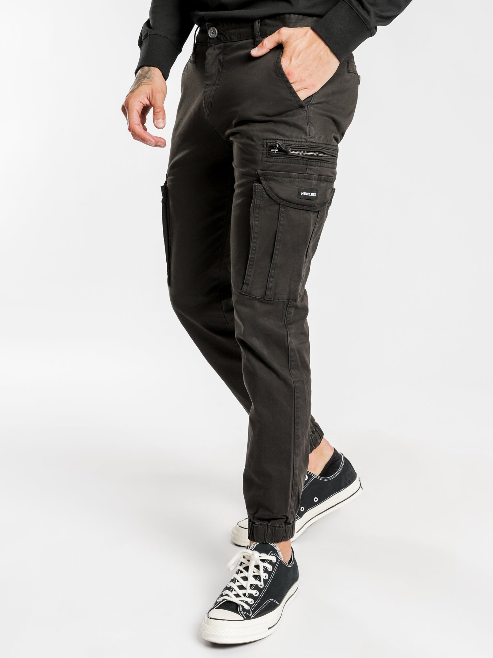 Henleys Eagle Cargo Pants in Black Black Glue Store