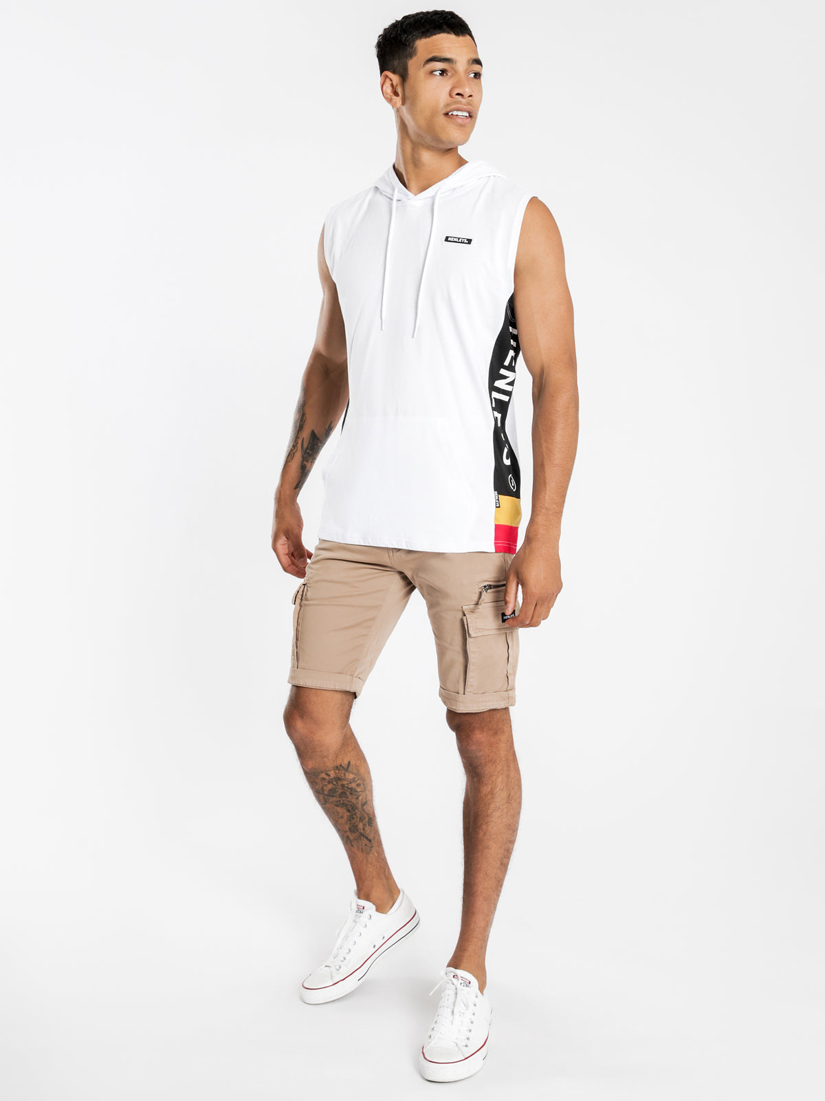 Hooded Muscle T-Shirt in White
