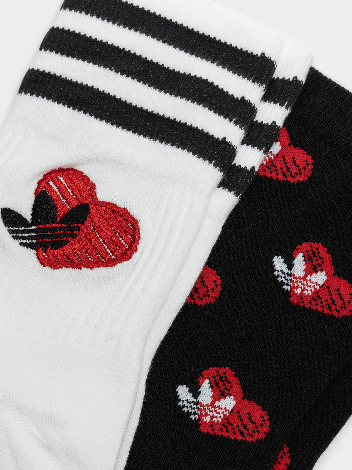 2 Pairs of V-Day Mid Cut Socks in White &amp; Red