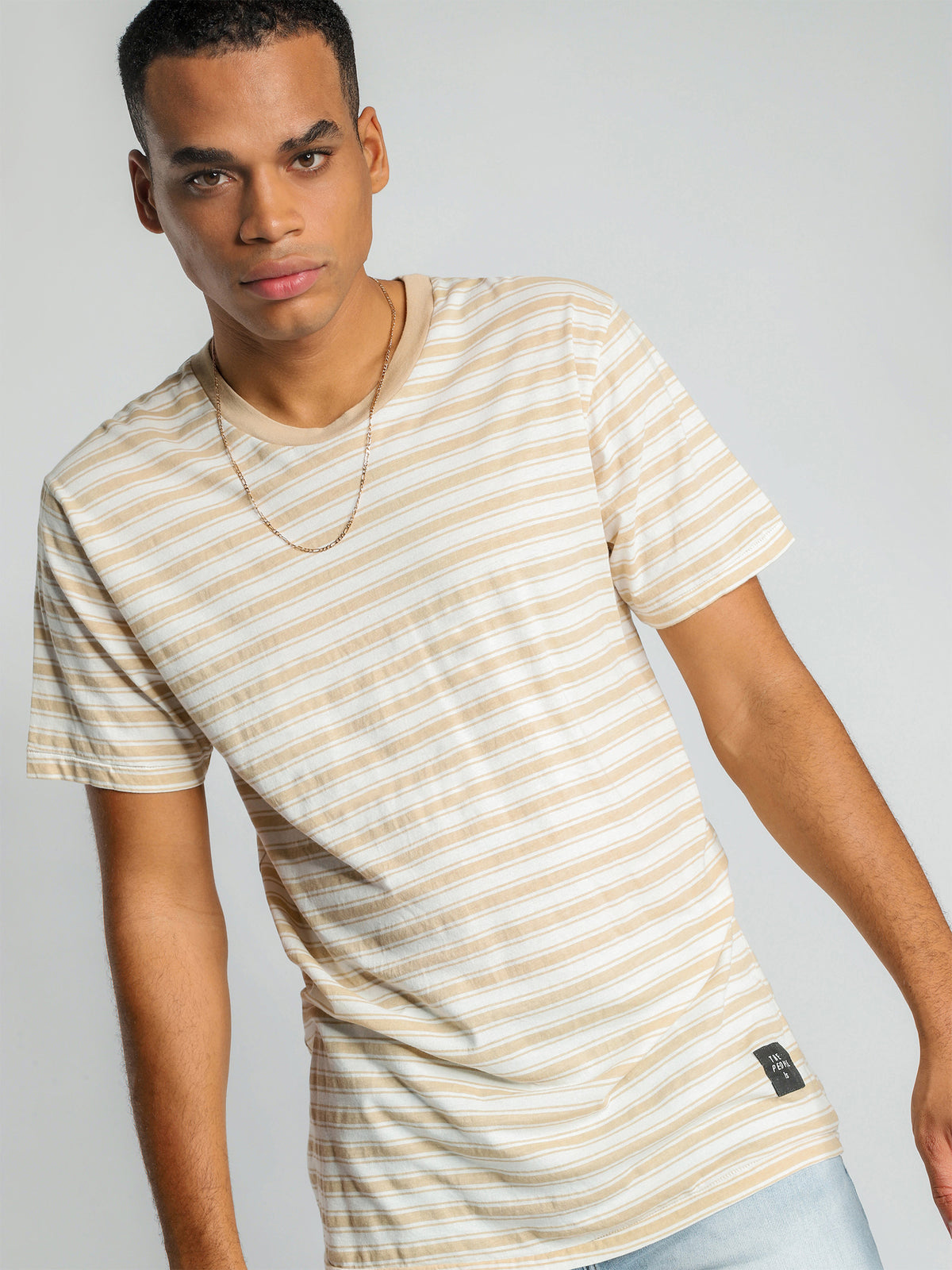 1cm Stripe T-Shirt in Yellow &amp; White