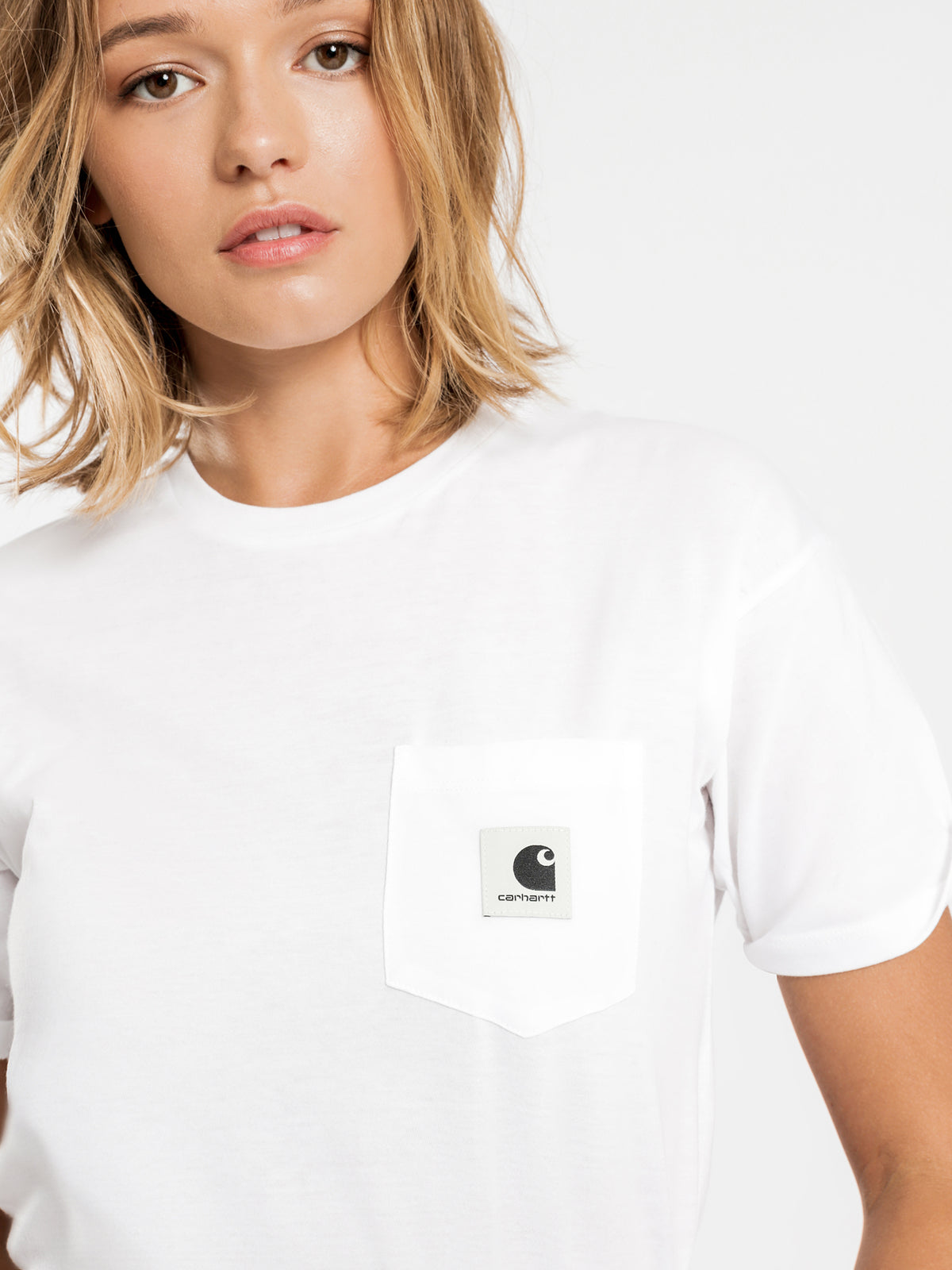 Carrie Short Sleeve Pocket T-Shirt in White