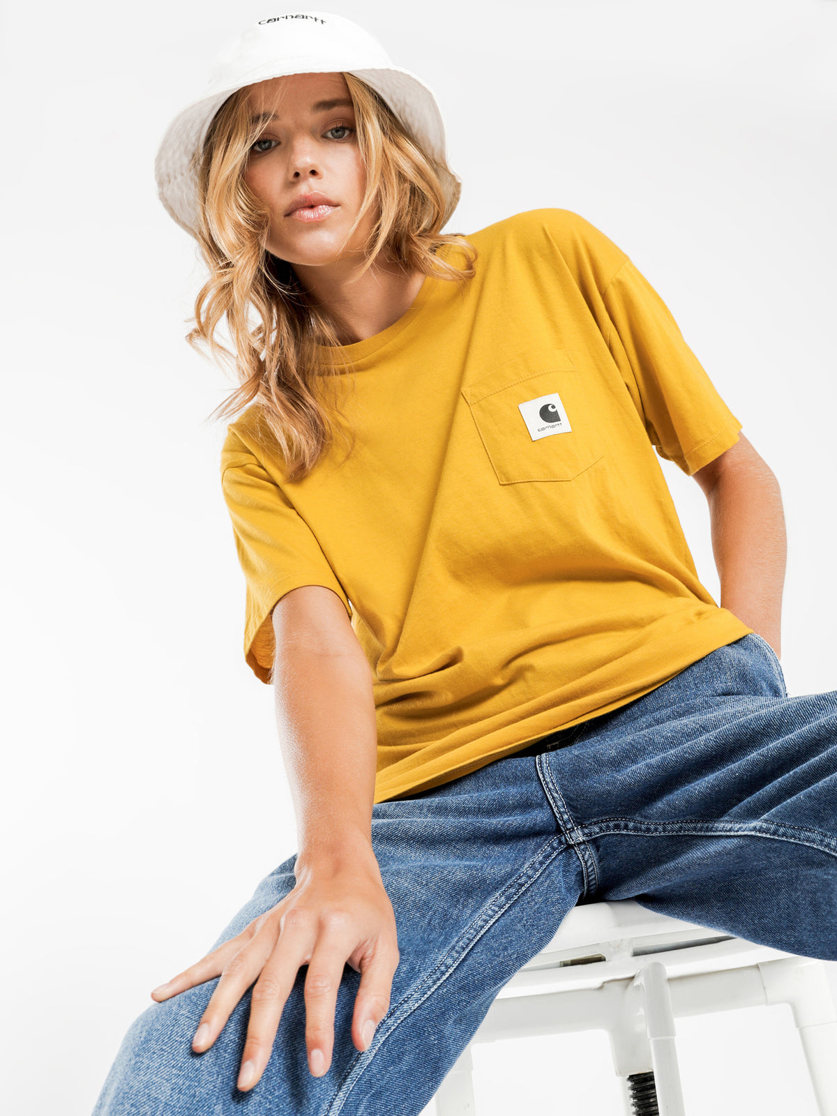 Carrie Short Sleeve Pocket T-Shirt in Yellow