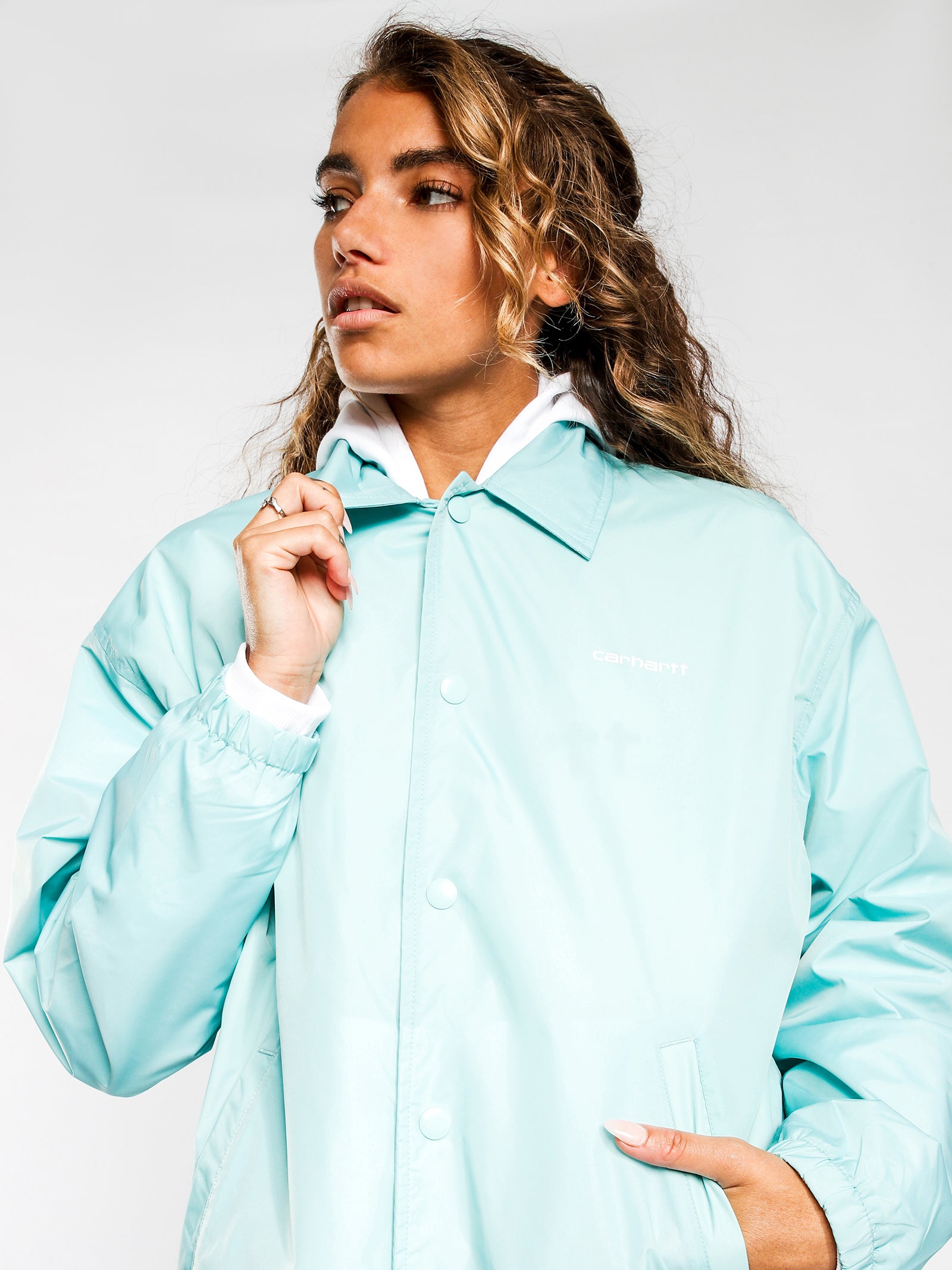 Carhartt Wip Script Coach Jacket Light Blue | Glue Store