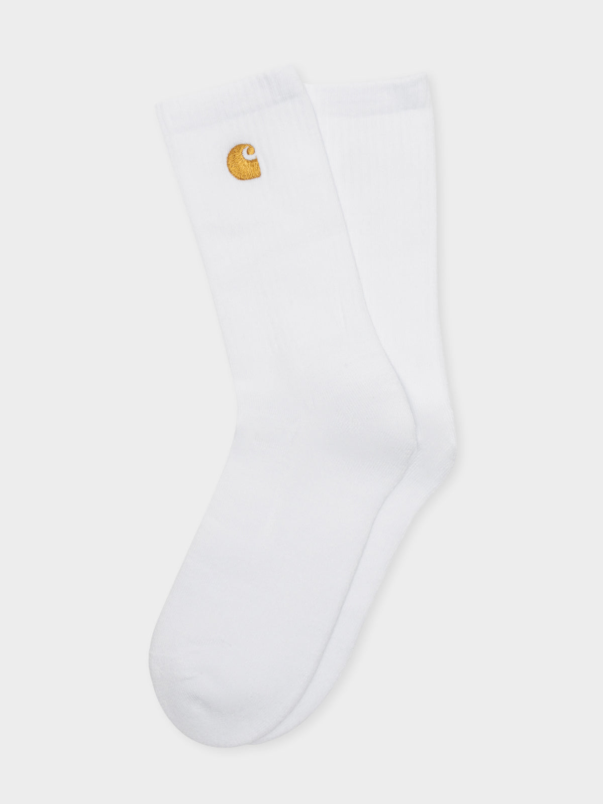 Chase Crew Socks in White &amp; Gold