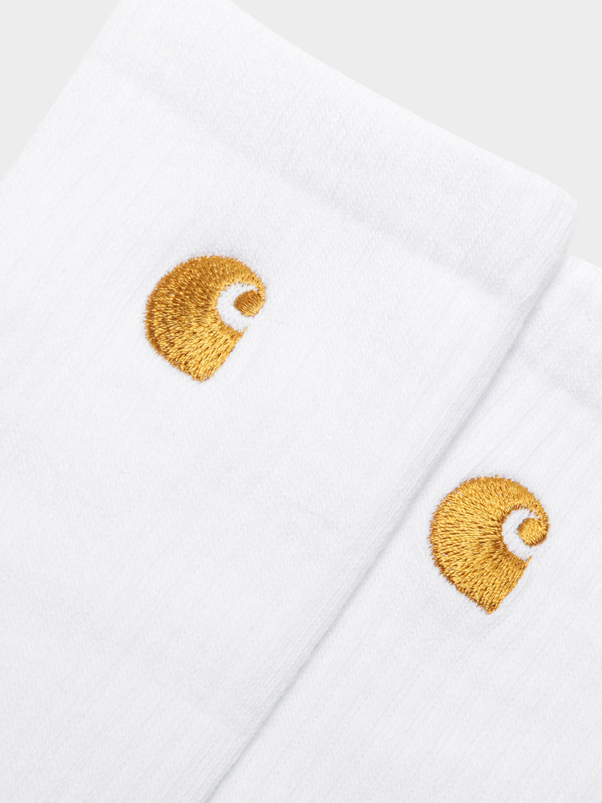 Chase Crew Socks in White &amp; Gold