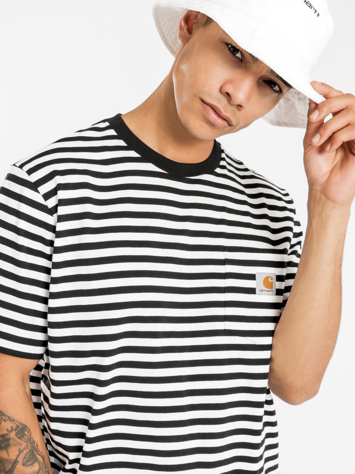 Haldon Pocket Short Sleeve T-Shirt in Black &amp; White Stripe