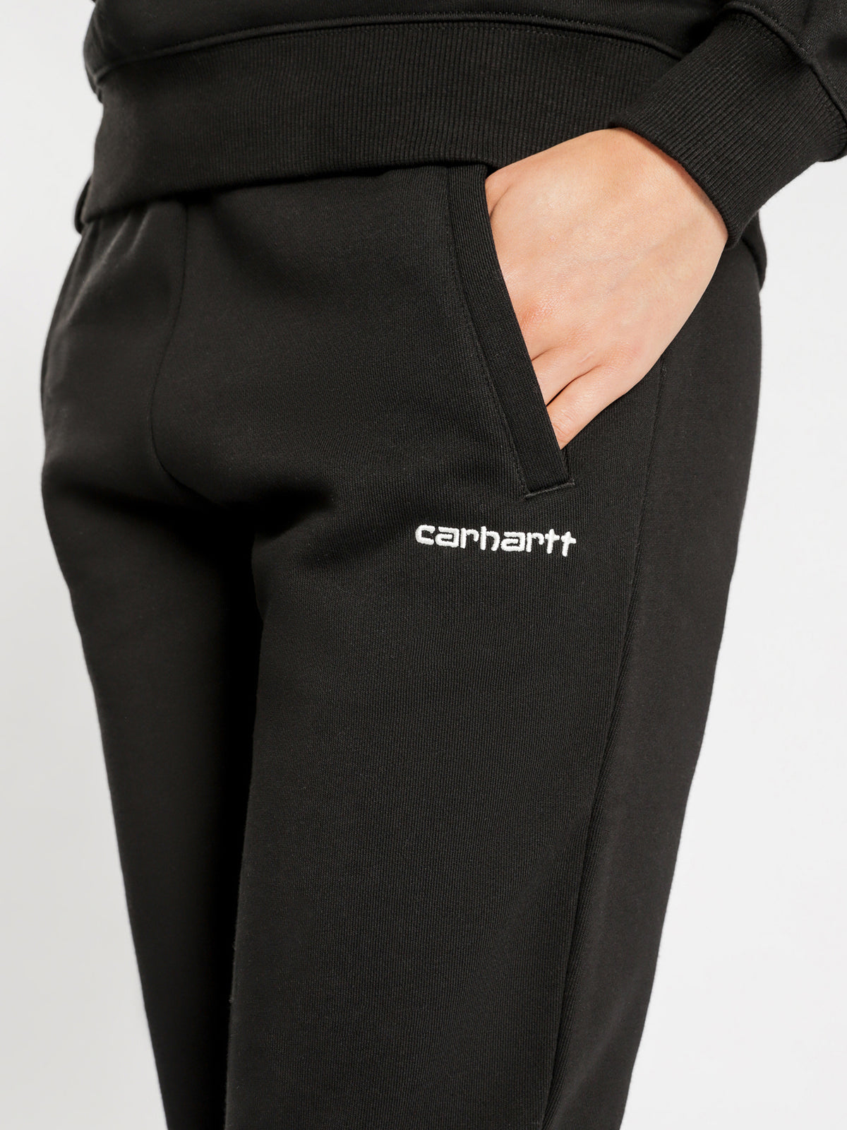 Script Embroidery Sweat Pants in Black &amp; White