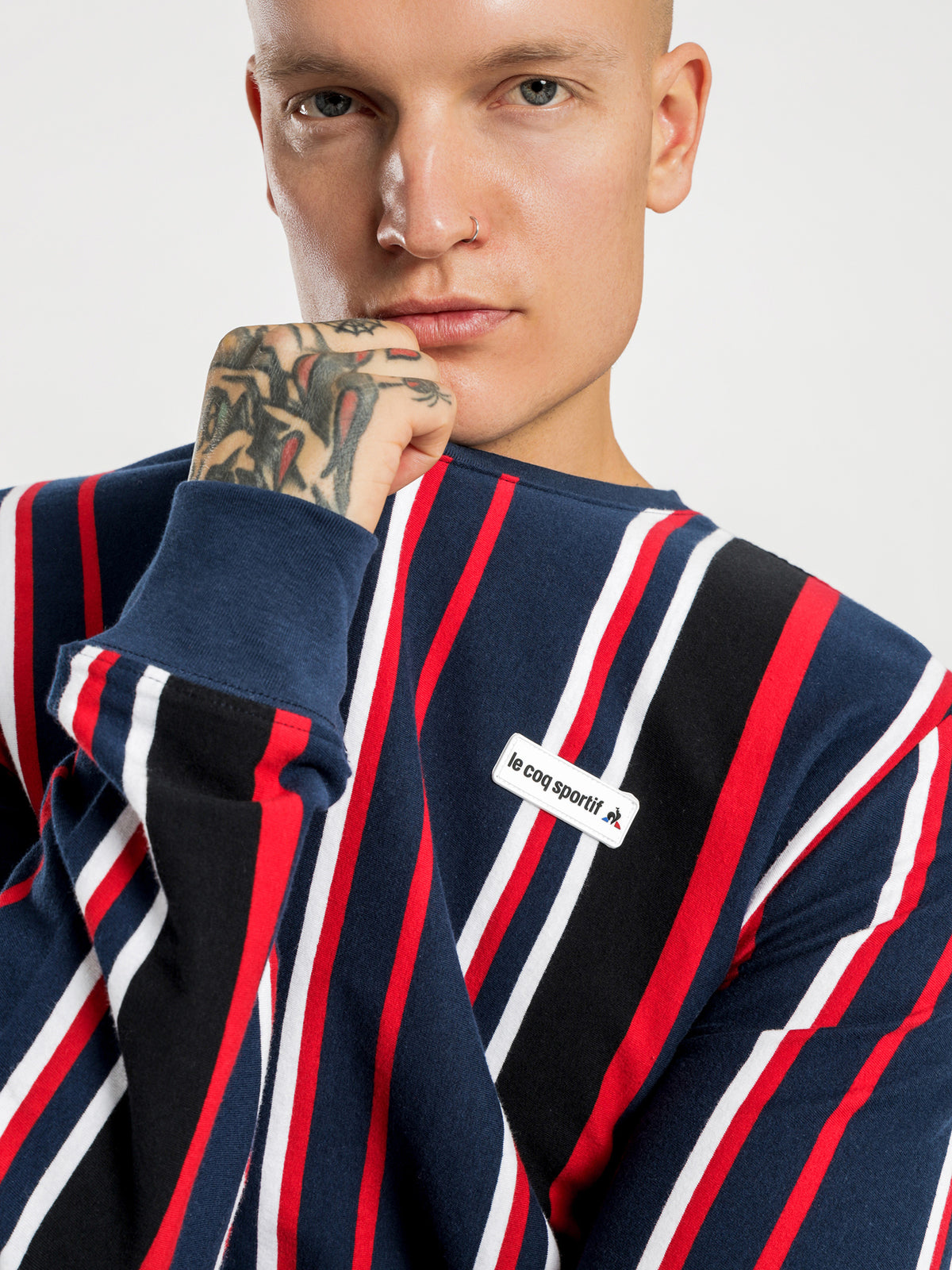 Le Coq Sportif Burke Stripe Long Sleeve T-Shirt | Dress Blu Strp