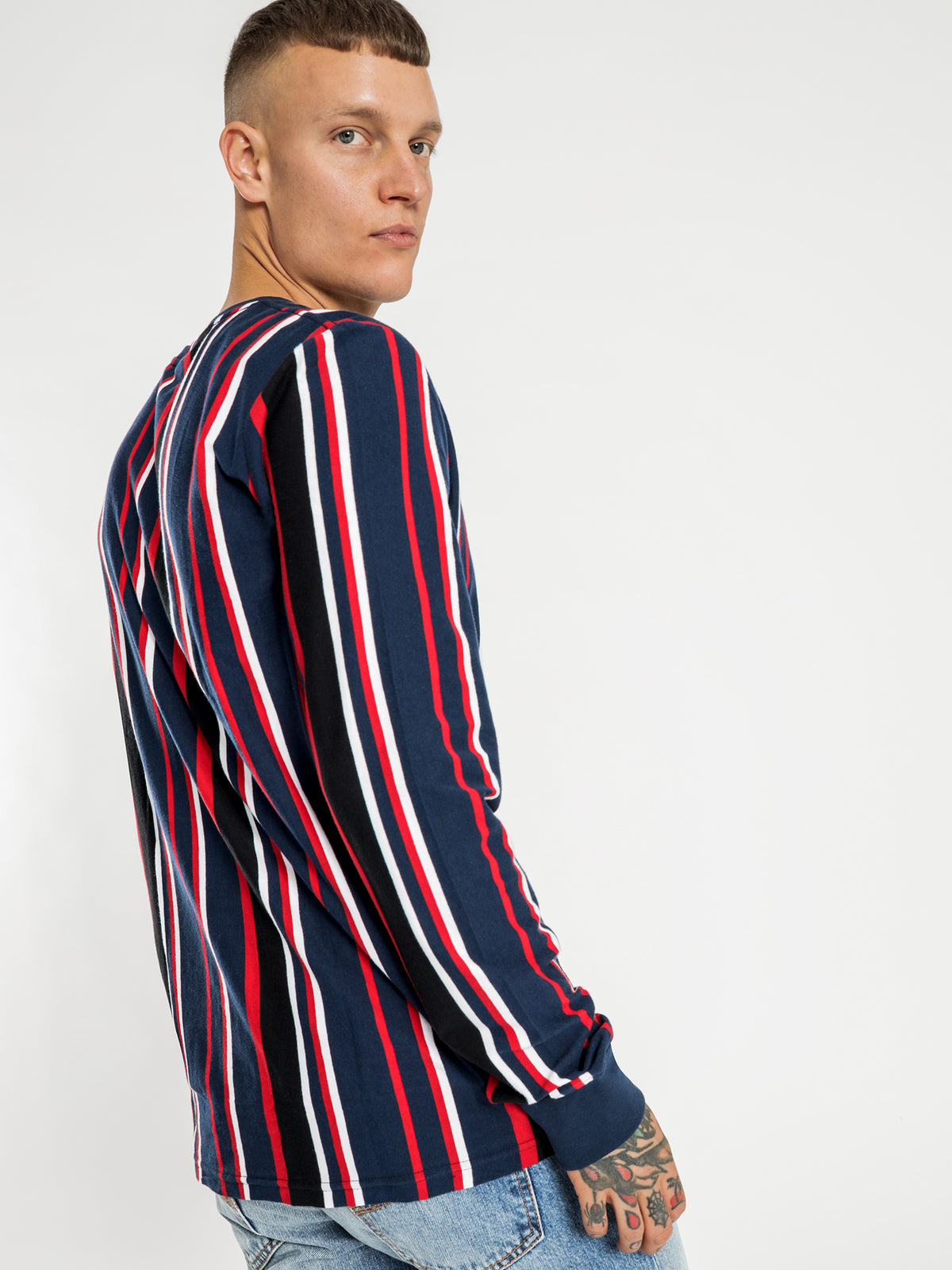 Le Coq Sportif Burke Stripe Long Sleeve T-Shirt | Dress Blu Strp