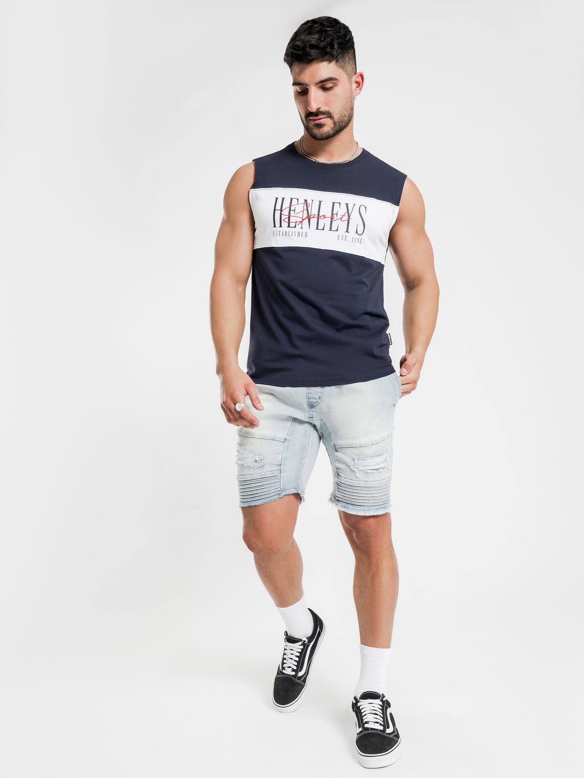 College Muscle Tee in Midnight