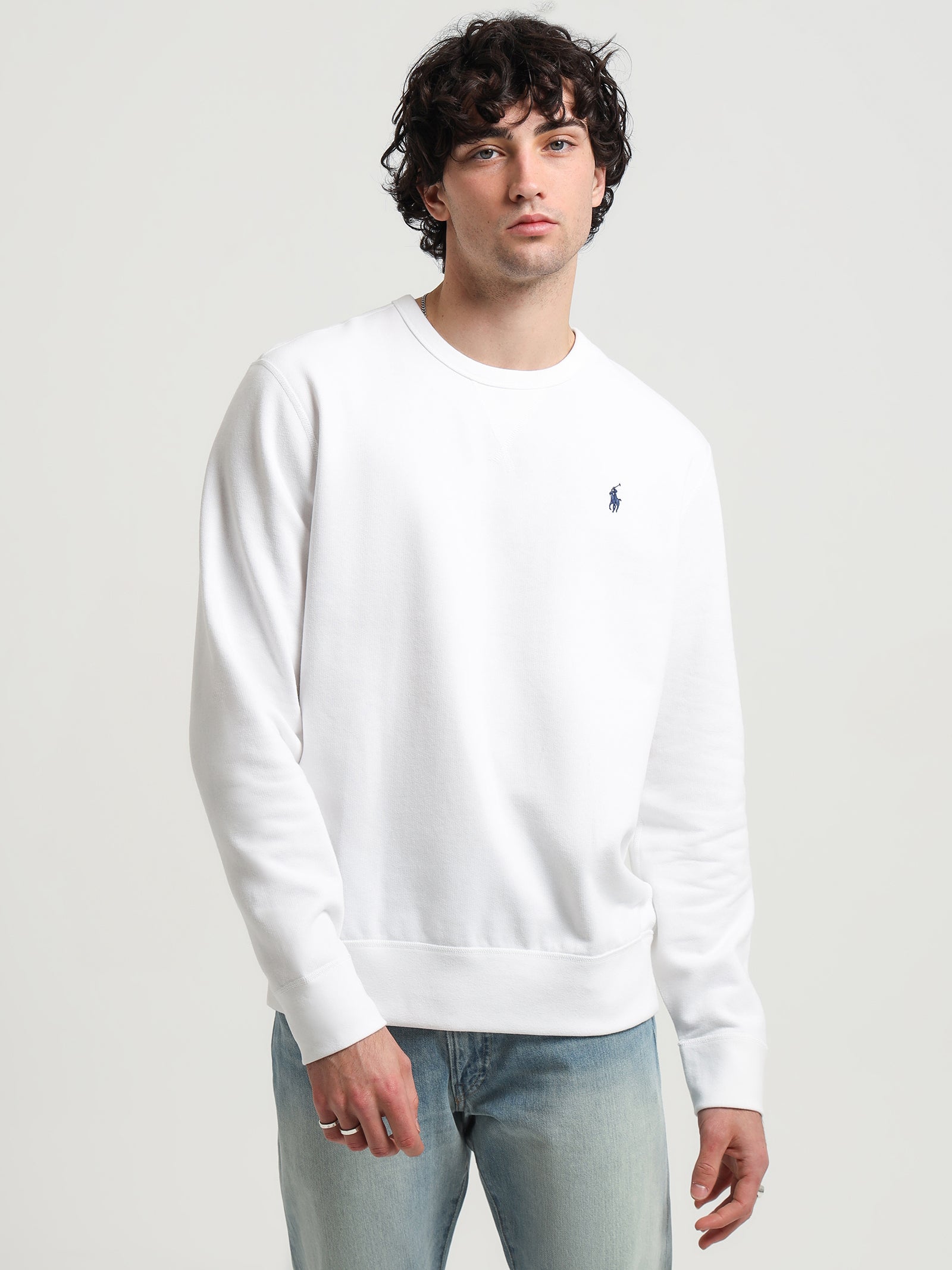 Polo Fleece Sweatshirt in White