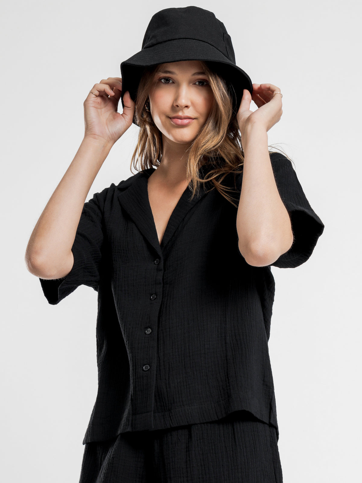 Nina Texture Shirt in Black