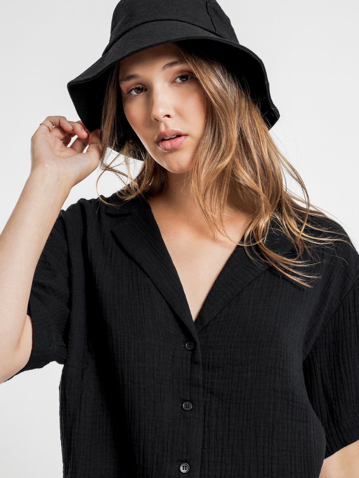 Nina Texture Shirt in Black