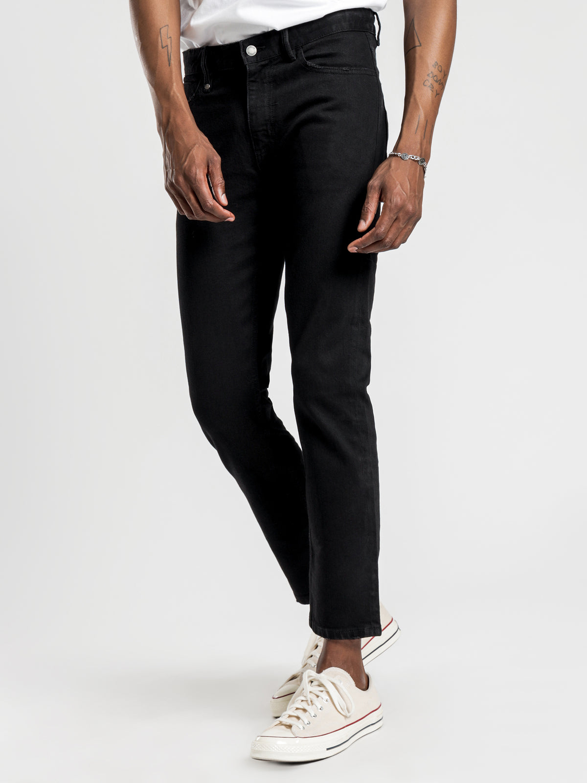 Thrills Bones Mid-Rise Straight Leg Jeans | Black