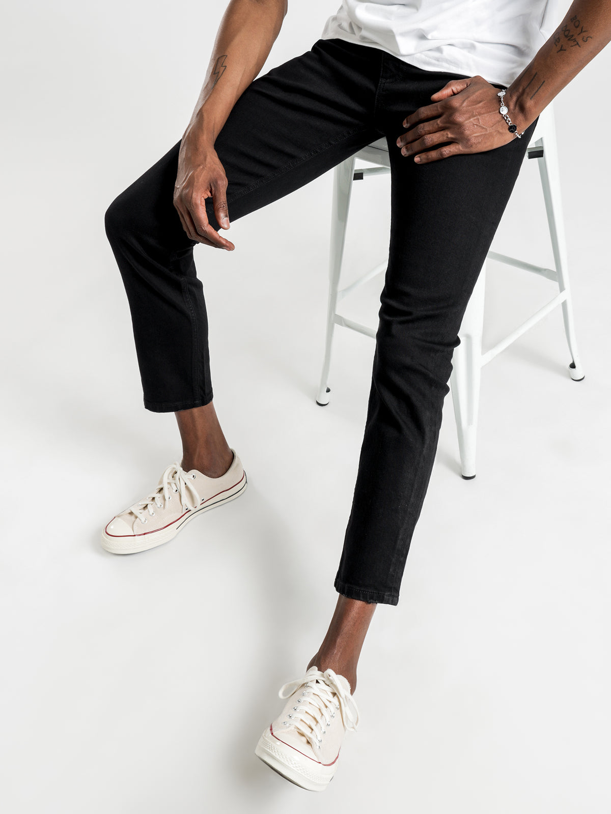 Thrills Bones Mid-Rise Straight Leg Jeans | Black