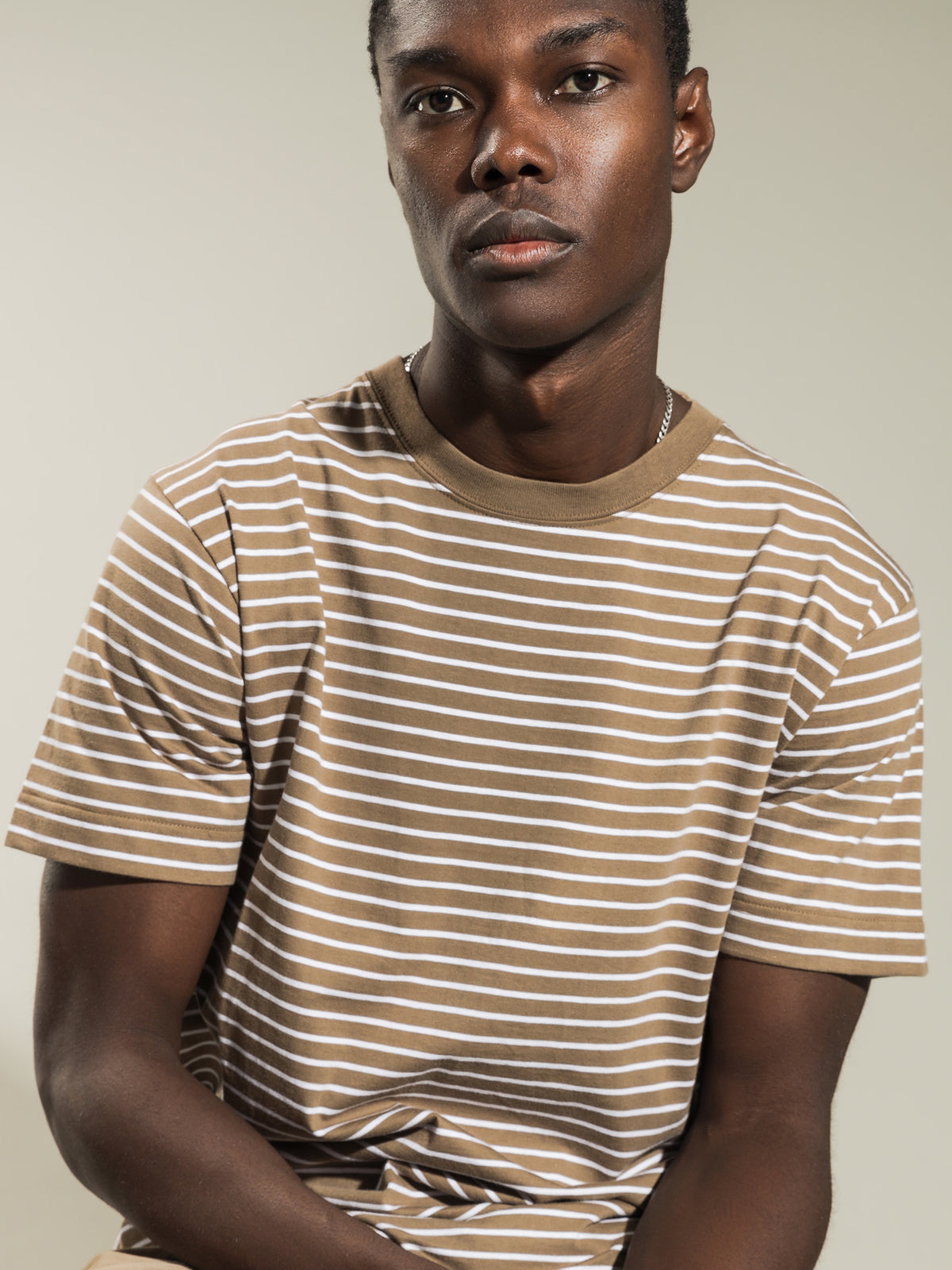 Avery Stripe T-Shirt in Latte