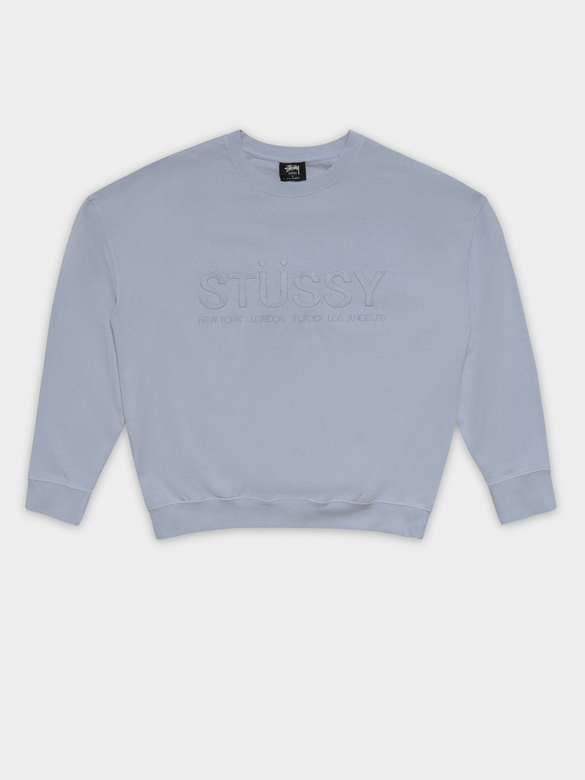 Trail Embroidered Rugby Sweater in Pale Blue