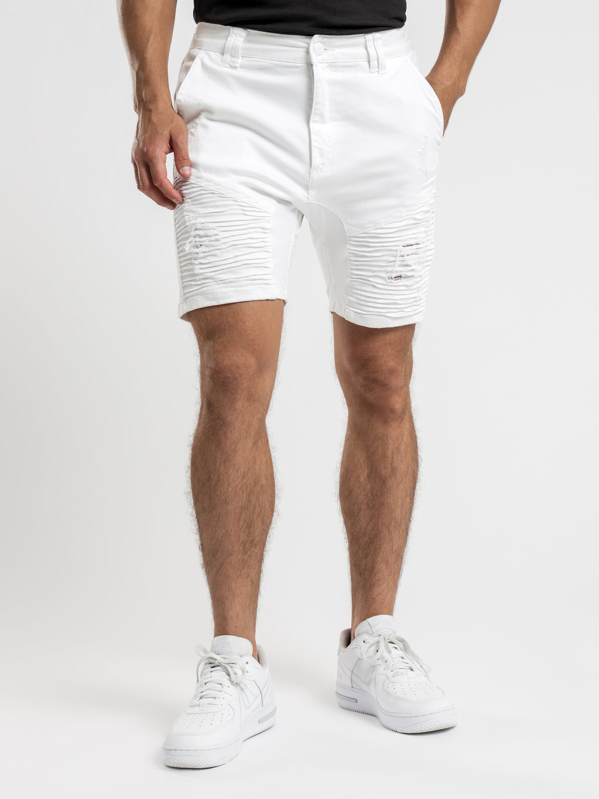 Destroyer Shorts in White Denim