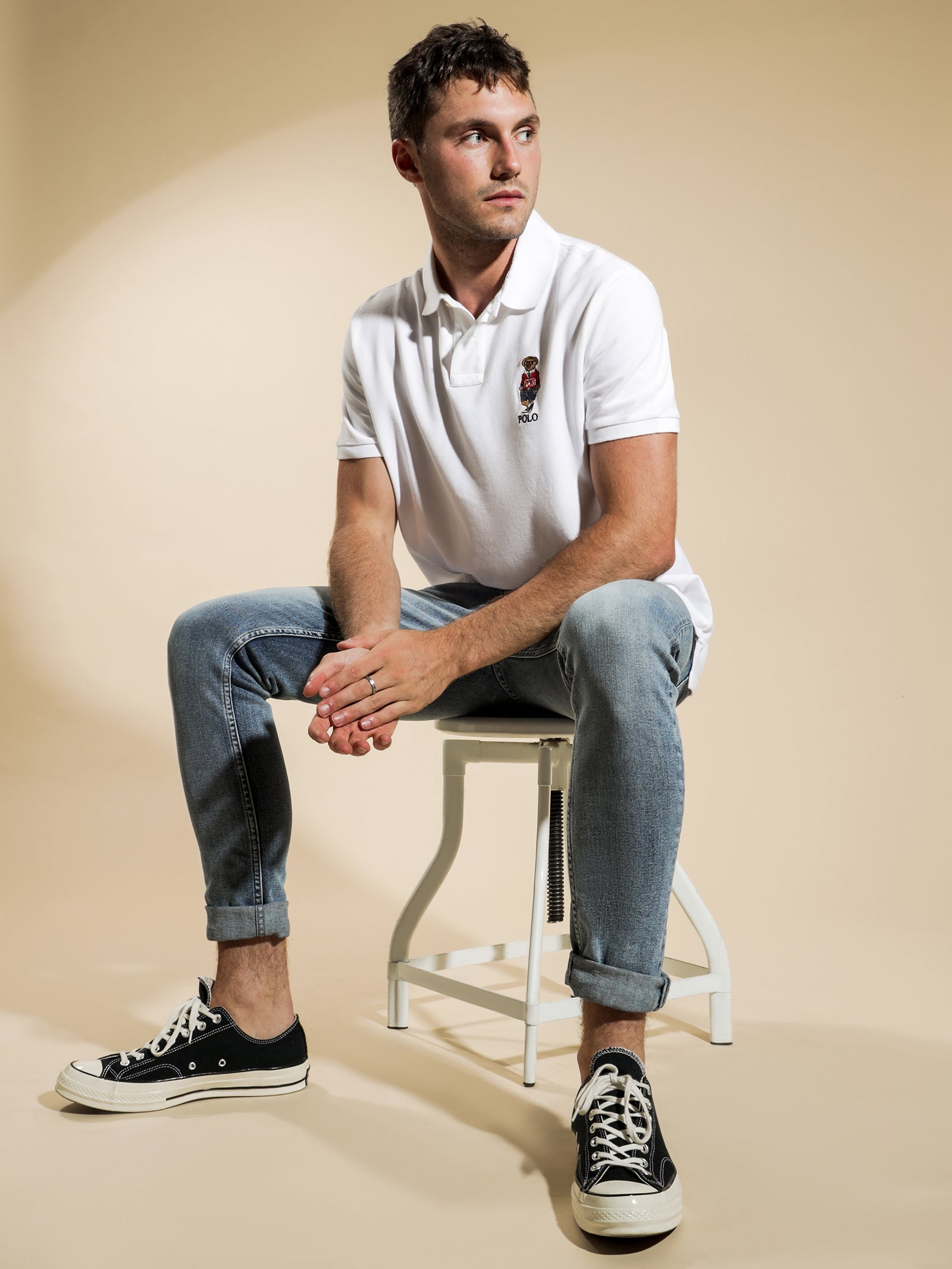 Polo Sport Bear Slim-Fit Polo Shirt in White