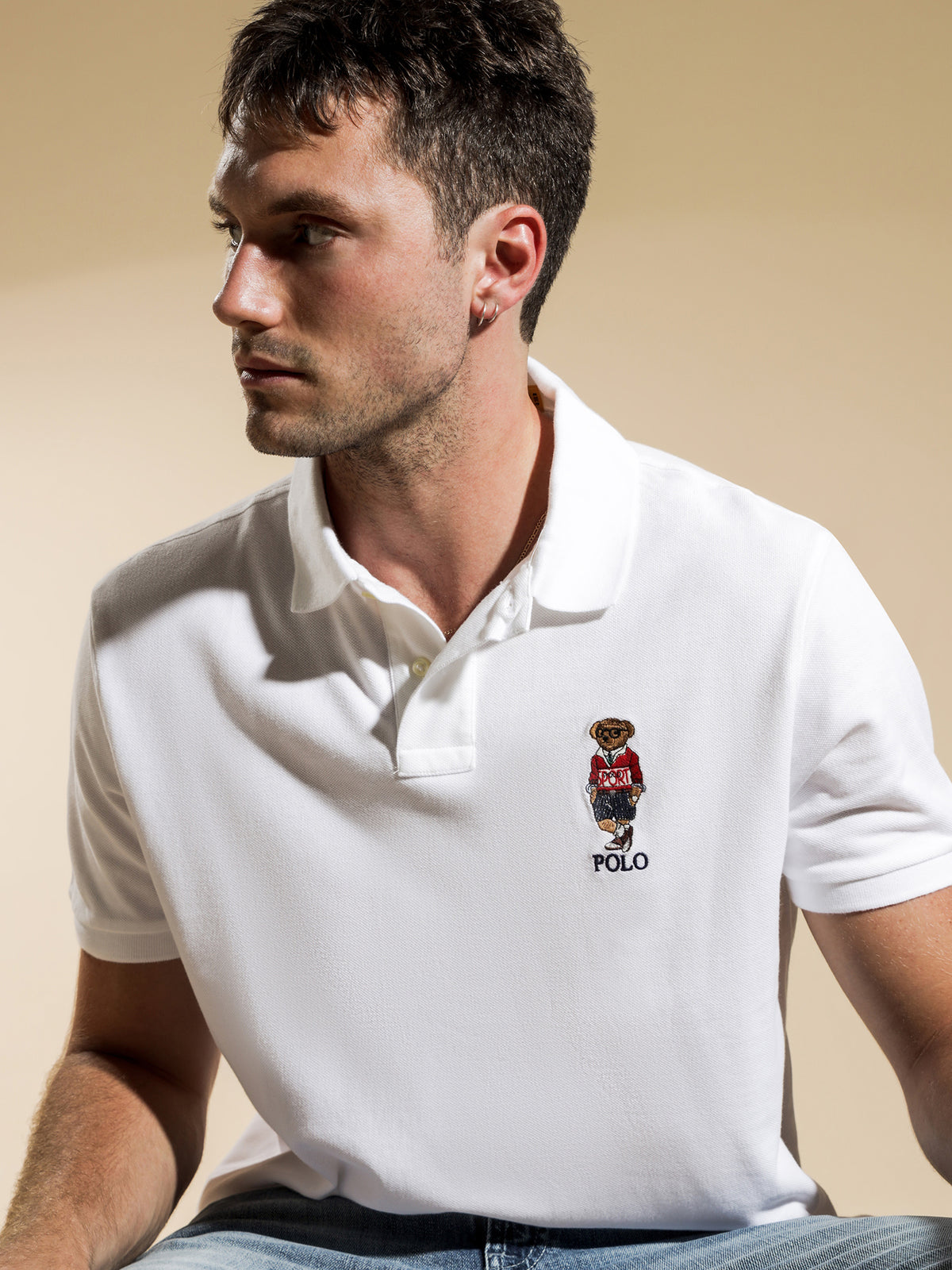 Polo Sport Bear Slim-Fit Polo Shirt in White
