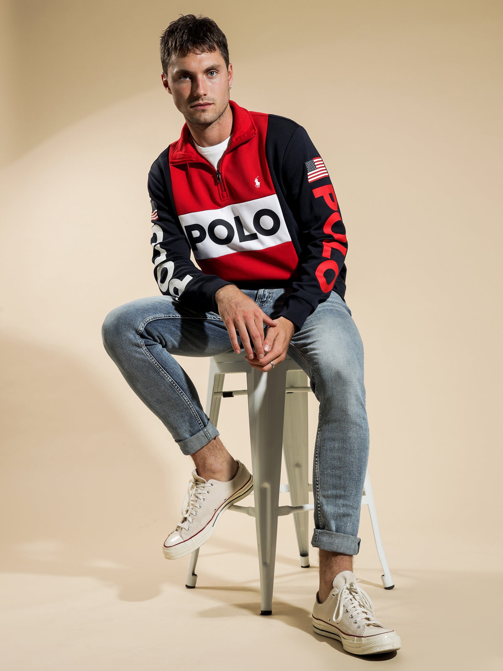 Colour Block Half Zip sweater