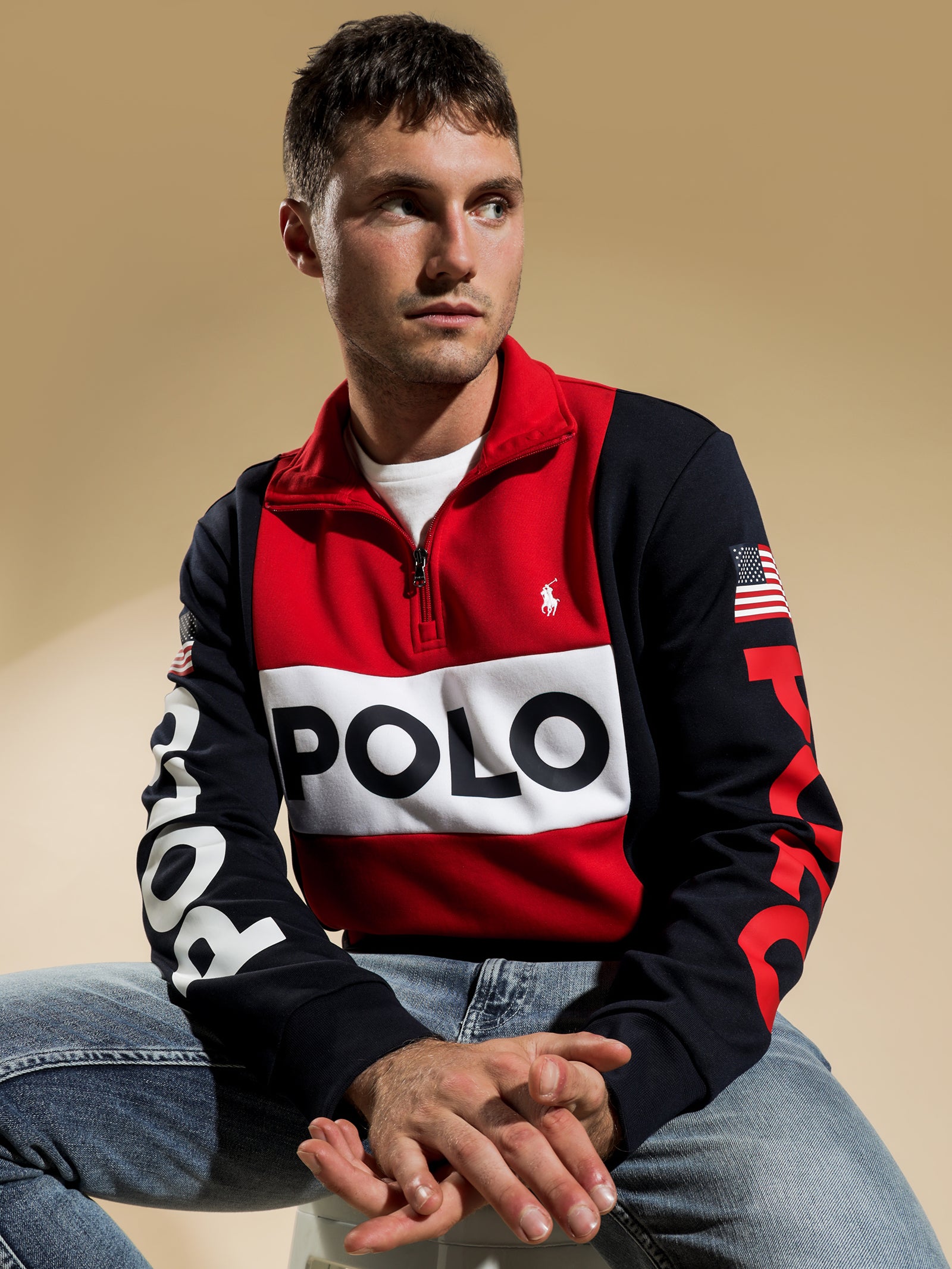 Colour Block Half Zip sweater