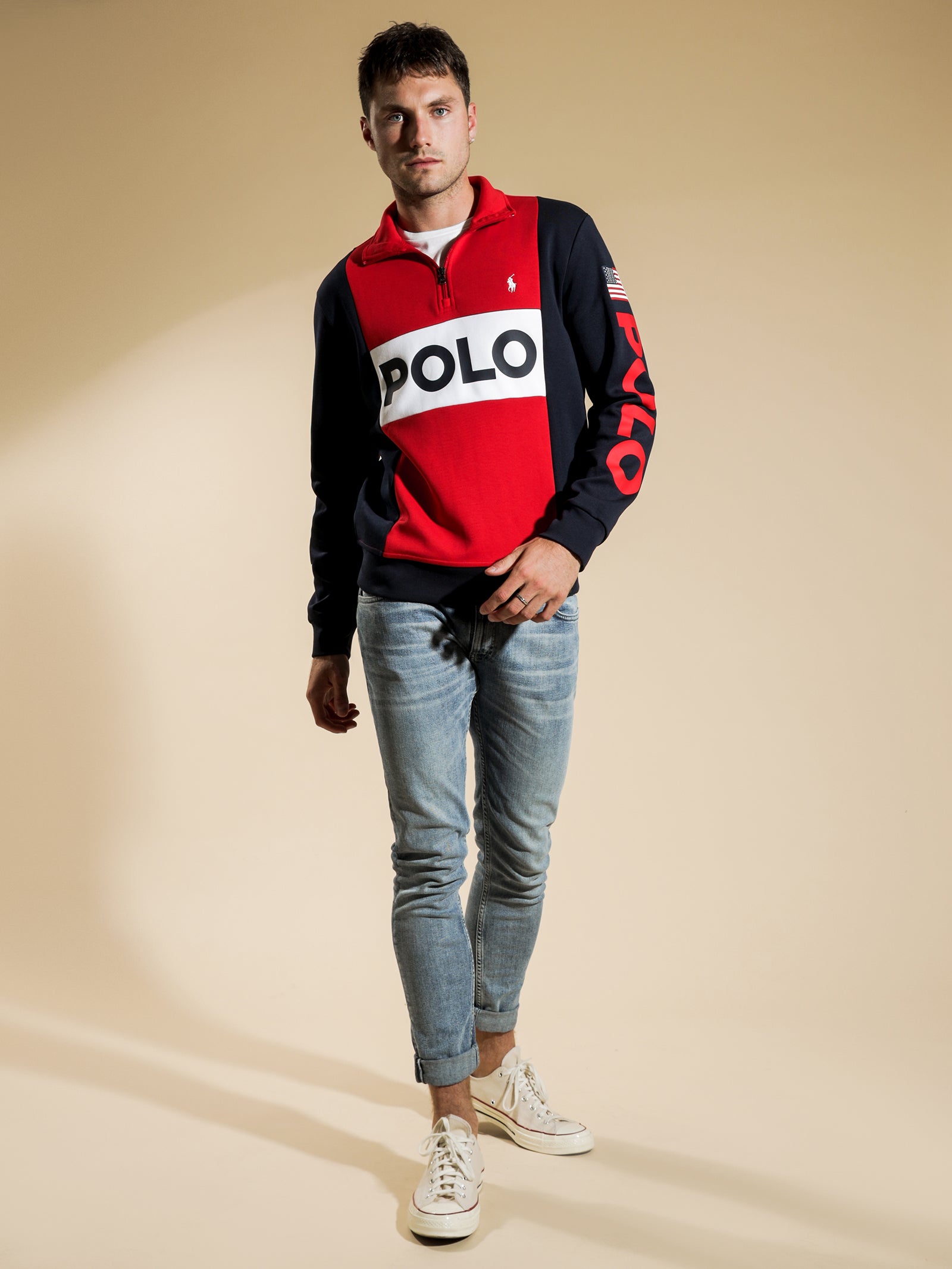 Colour Block Half Zip sweater